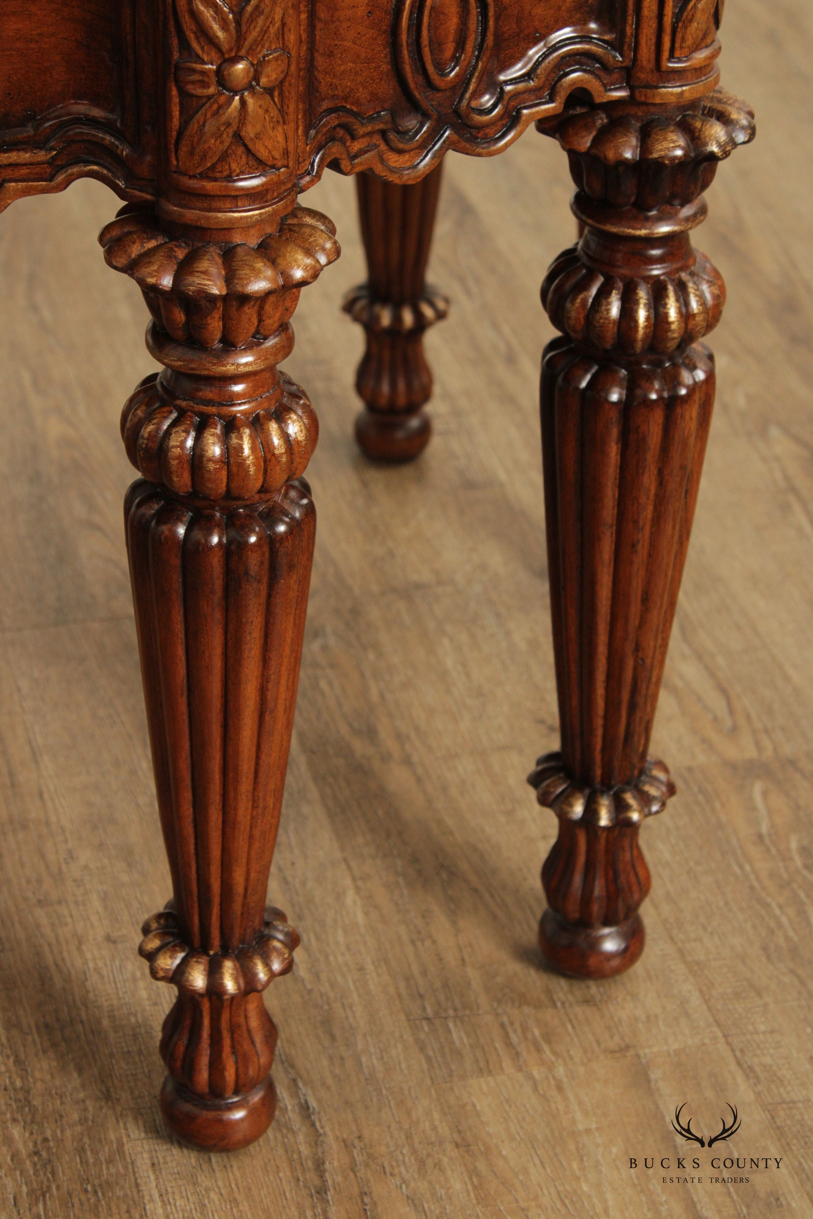 Quality Louis XVI Style Inlaid Burl Wood Accent Table