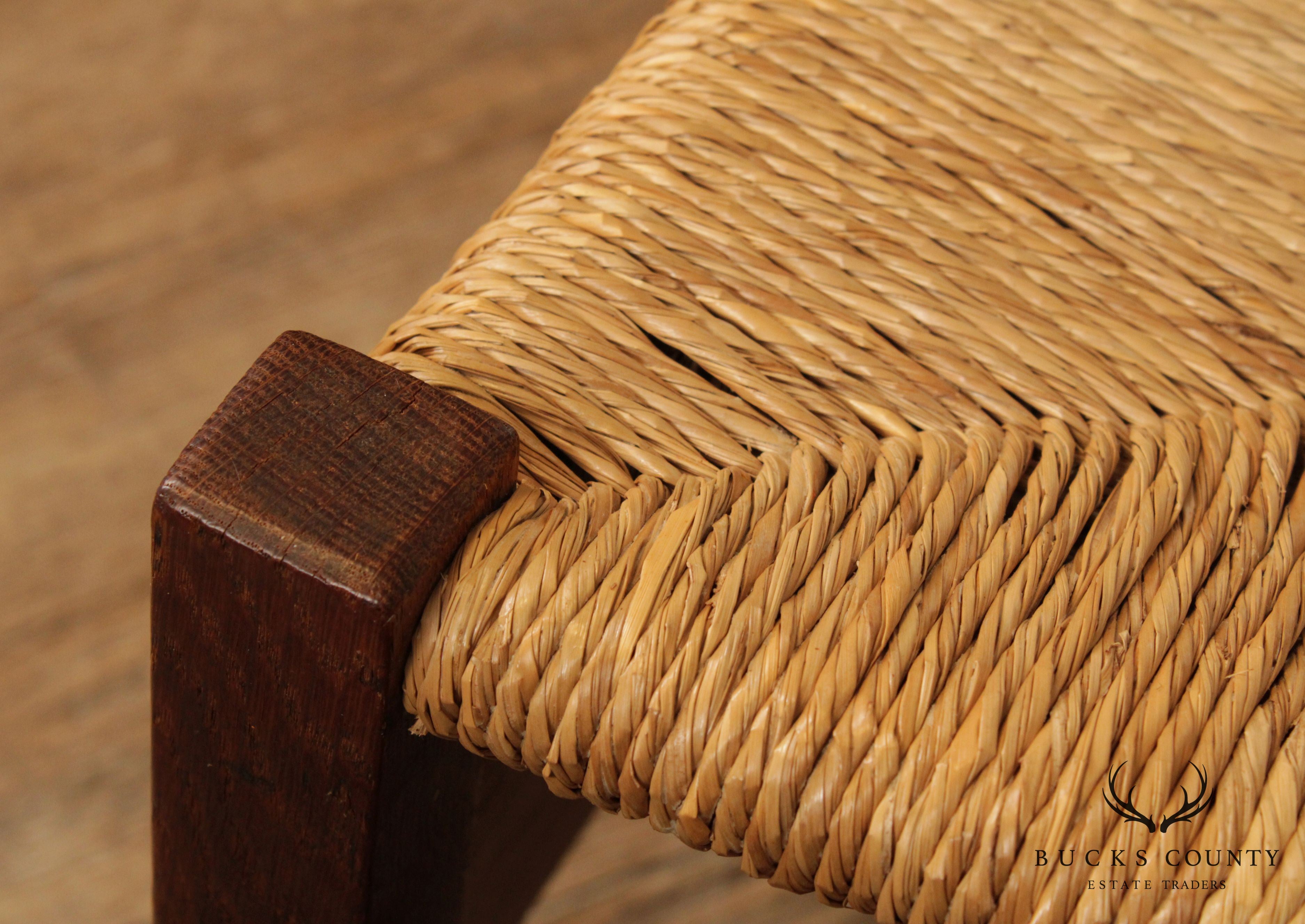 Gustav Stickley Antique Mission Oak Rush Seat Nursing Rocker