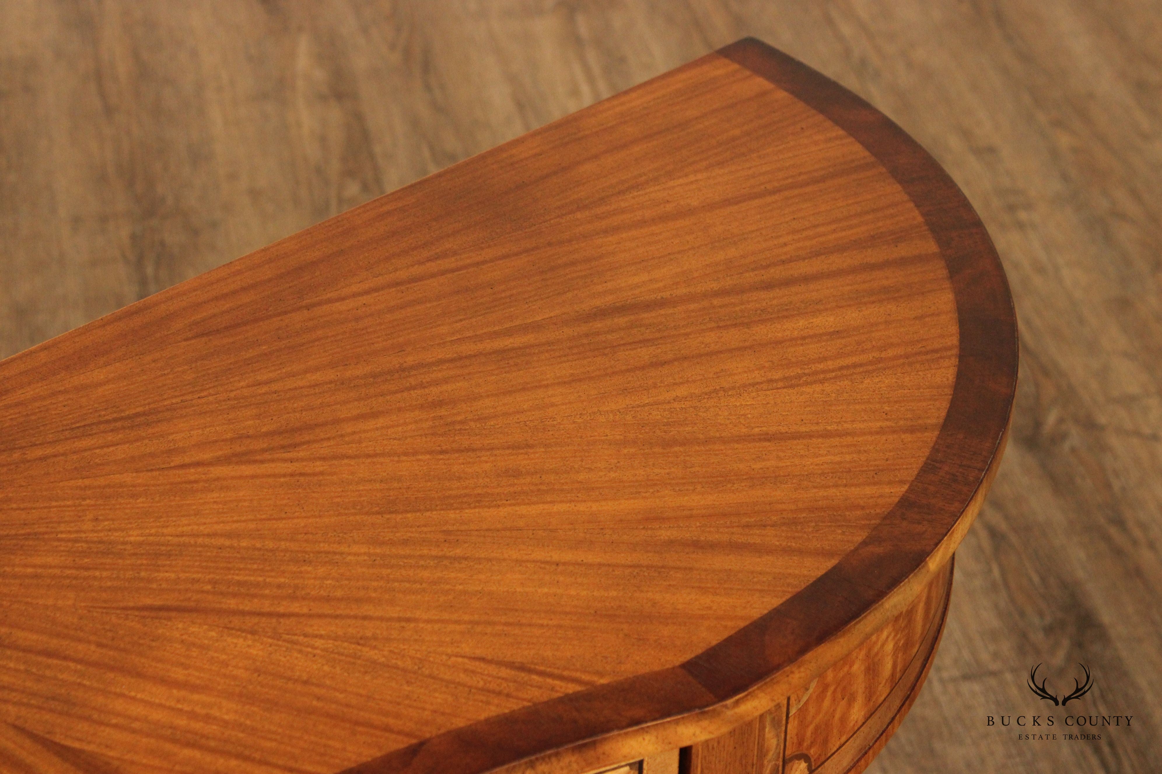 Hepplewhite Mahogany Inlaid Single Drawer Serpentine Console