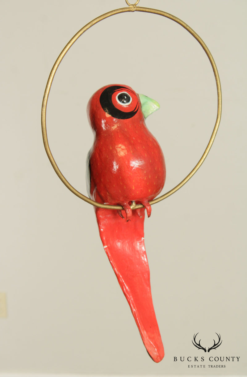 Tonala Mexico Folk Art Hanging Bird Sculpture