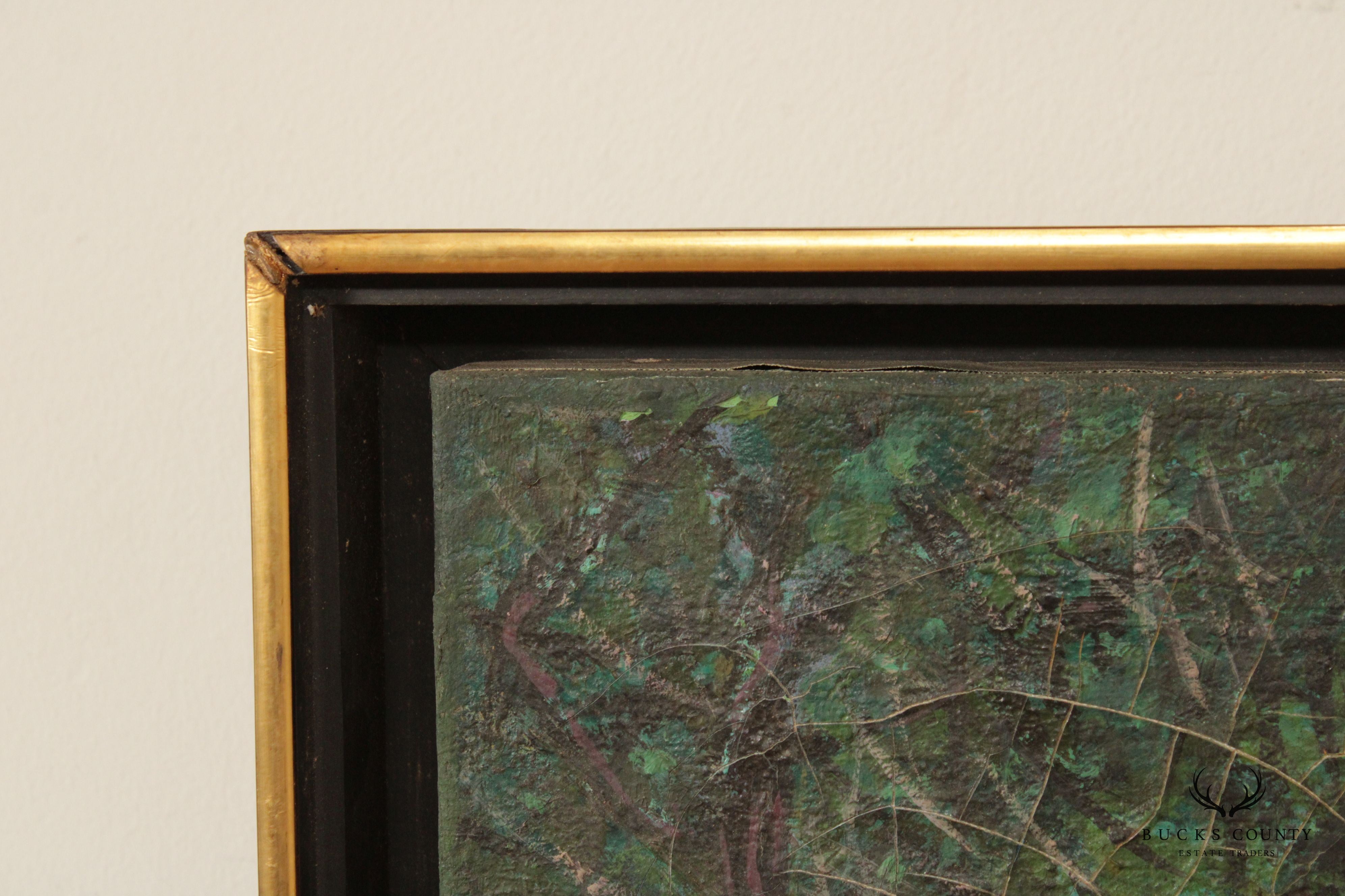 Mid 20th Century Modernist Landscape Oil Painting, Signed