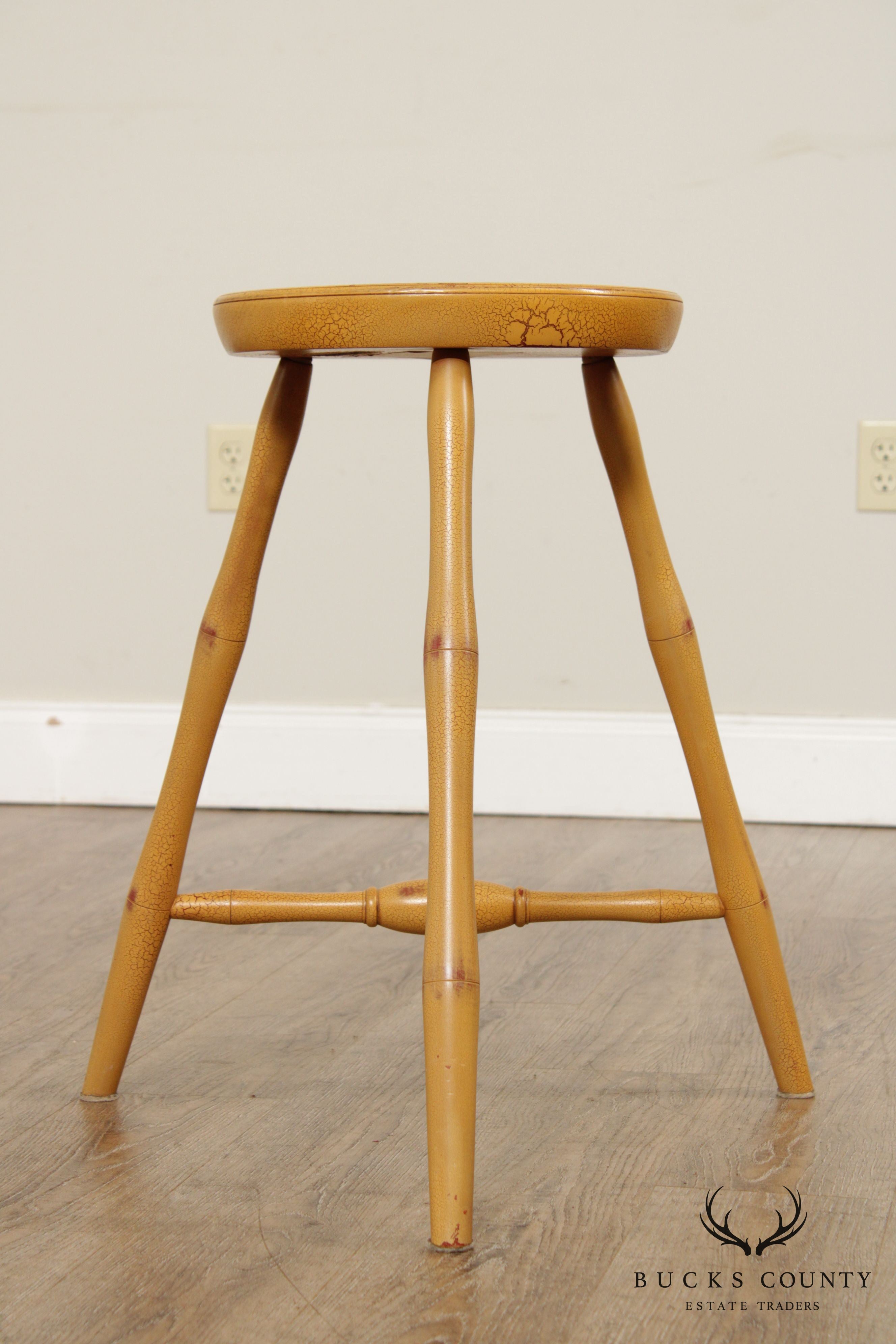 D.R. Dimes Mustard Yellow Painted 3 Legged Stool