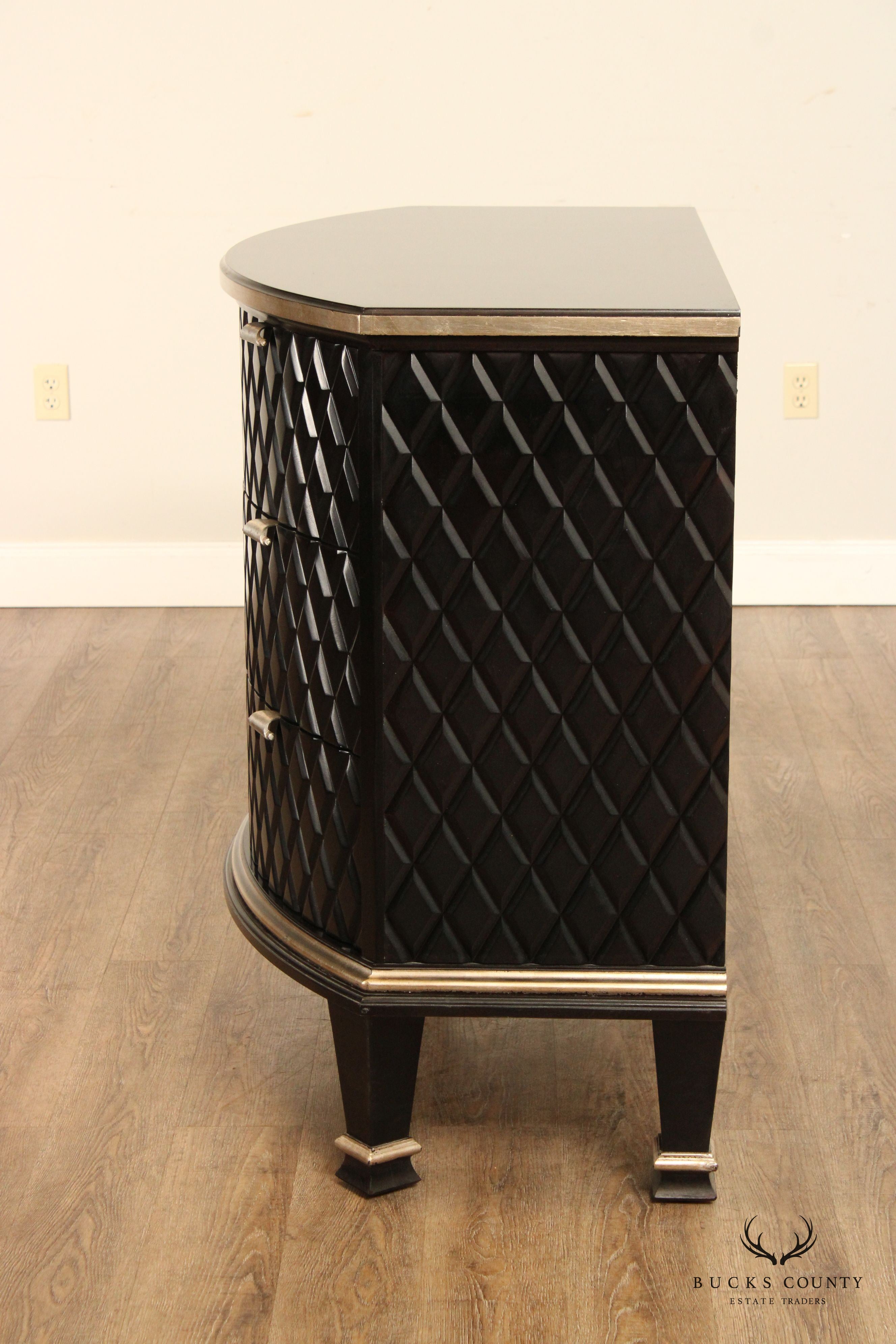Century Omni Collection Contemporary Pair of Bow Front Ebonized Chests