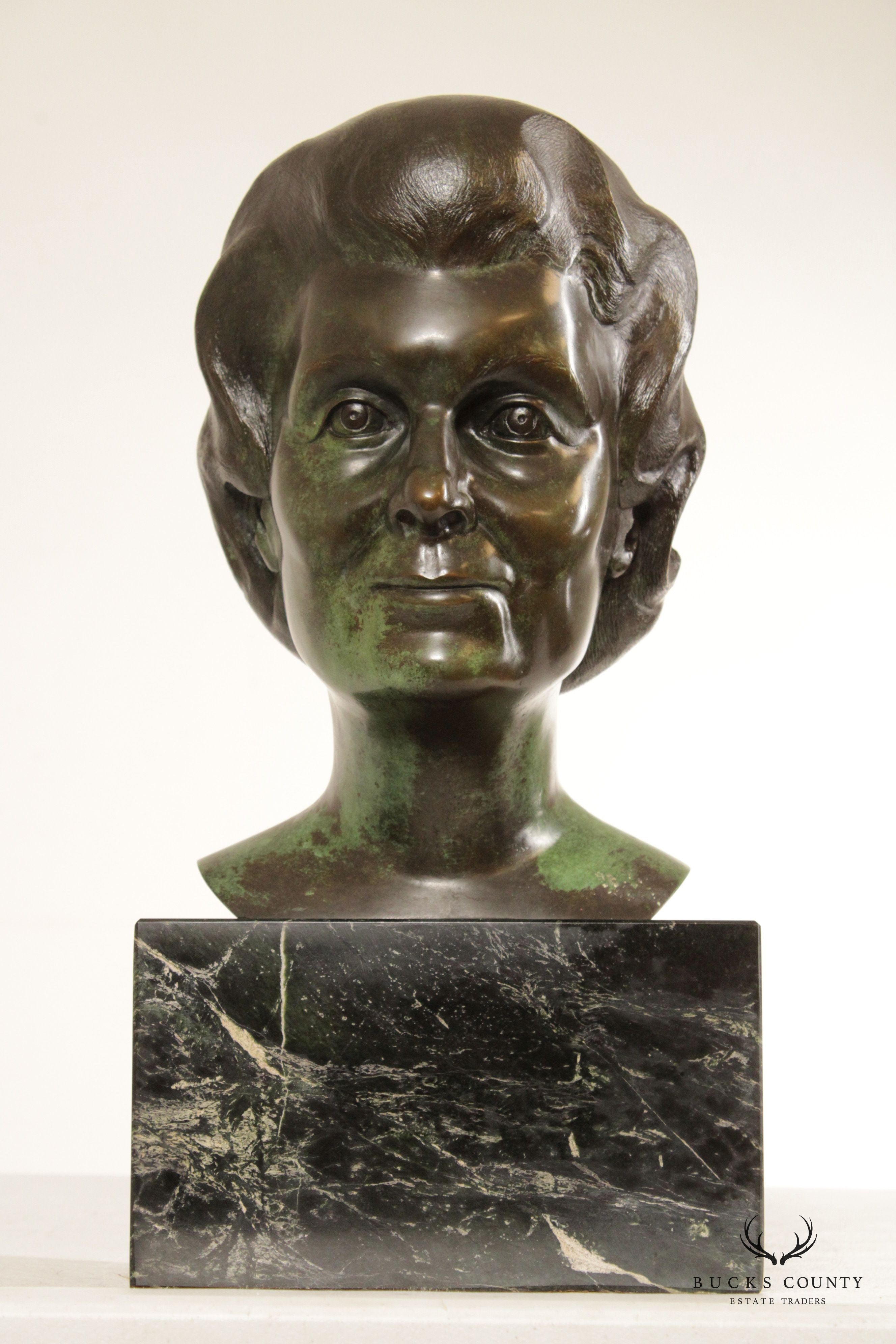 Vintage 1980s Bronze Female Bust by Cathy Hopkins