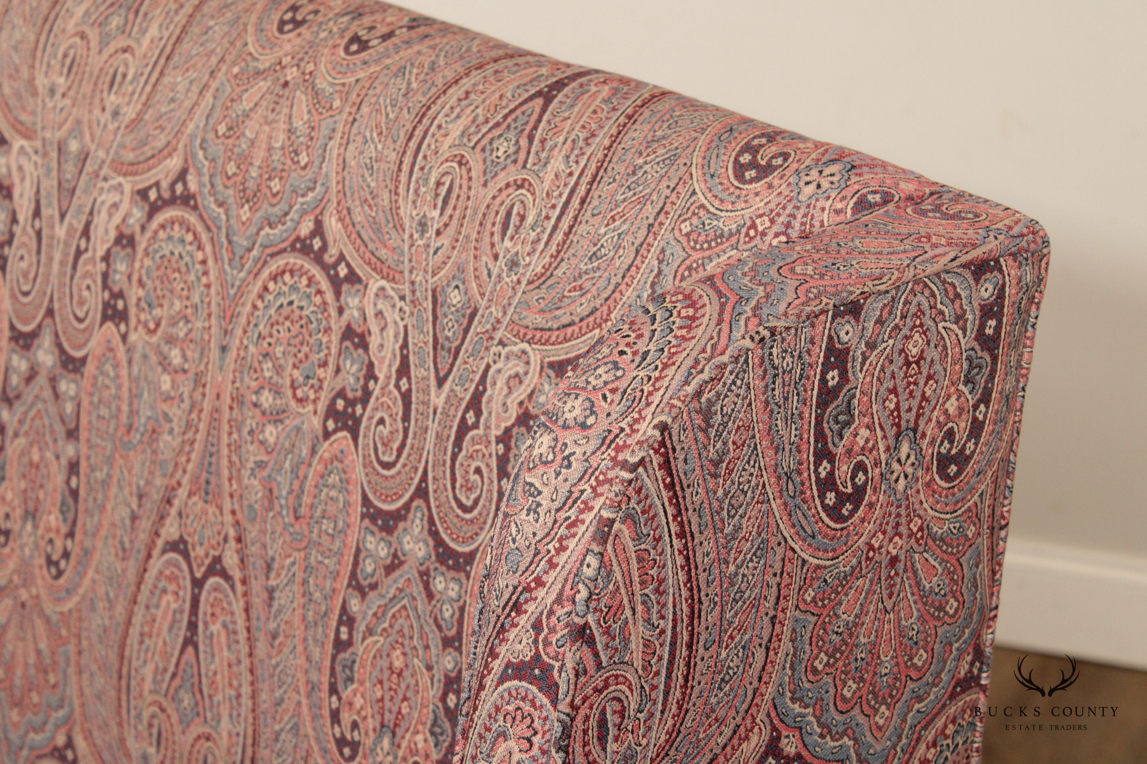 Chippendale Style Pair Custom Upholstered High-Back Settees