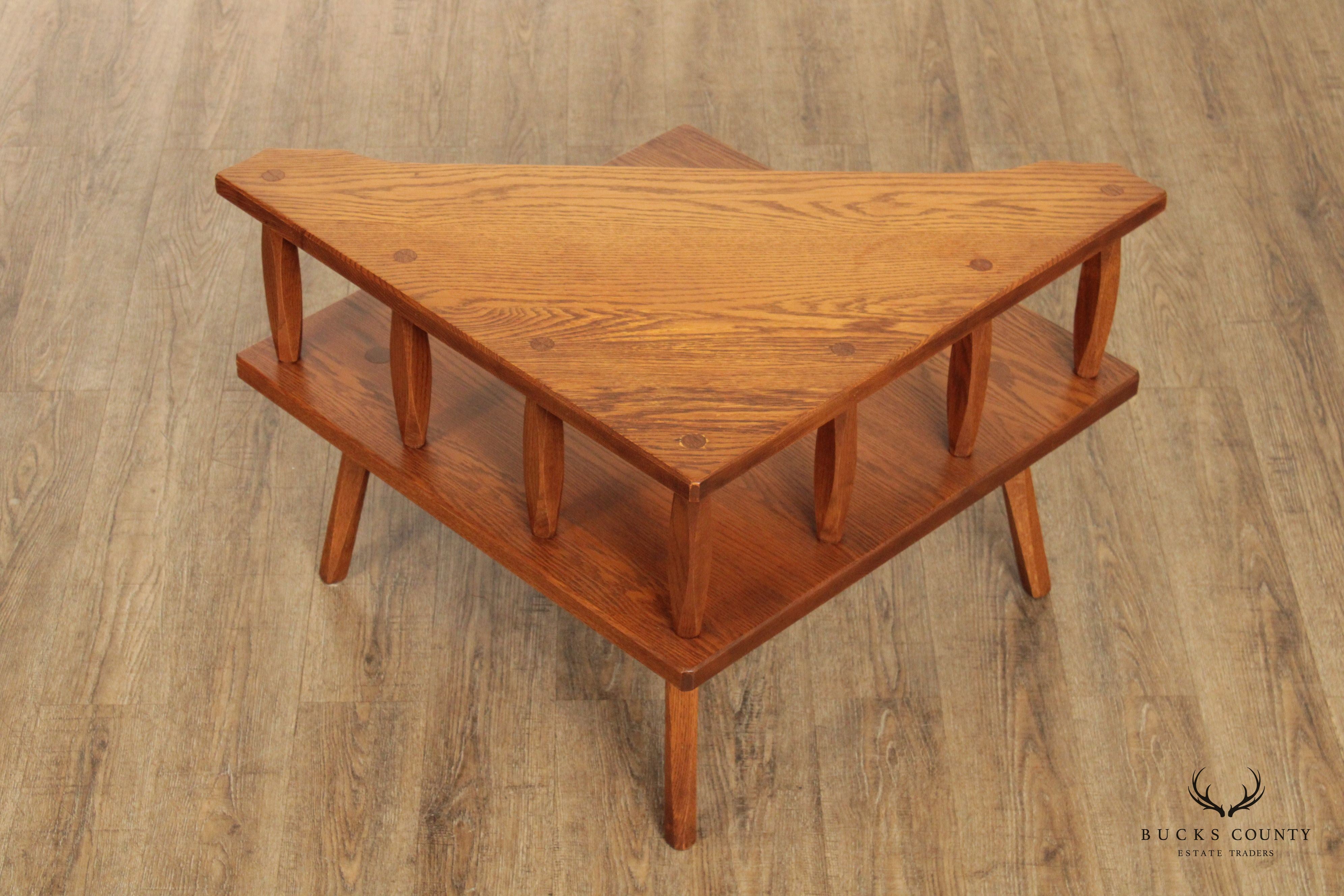 Hunt Country Furniture Two Tier Oak Corner Table