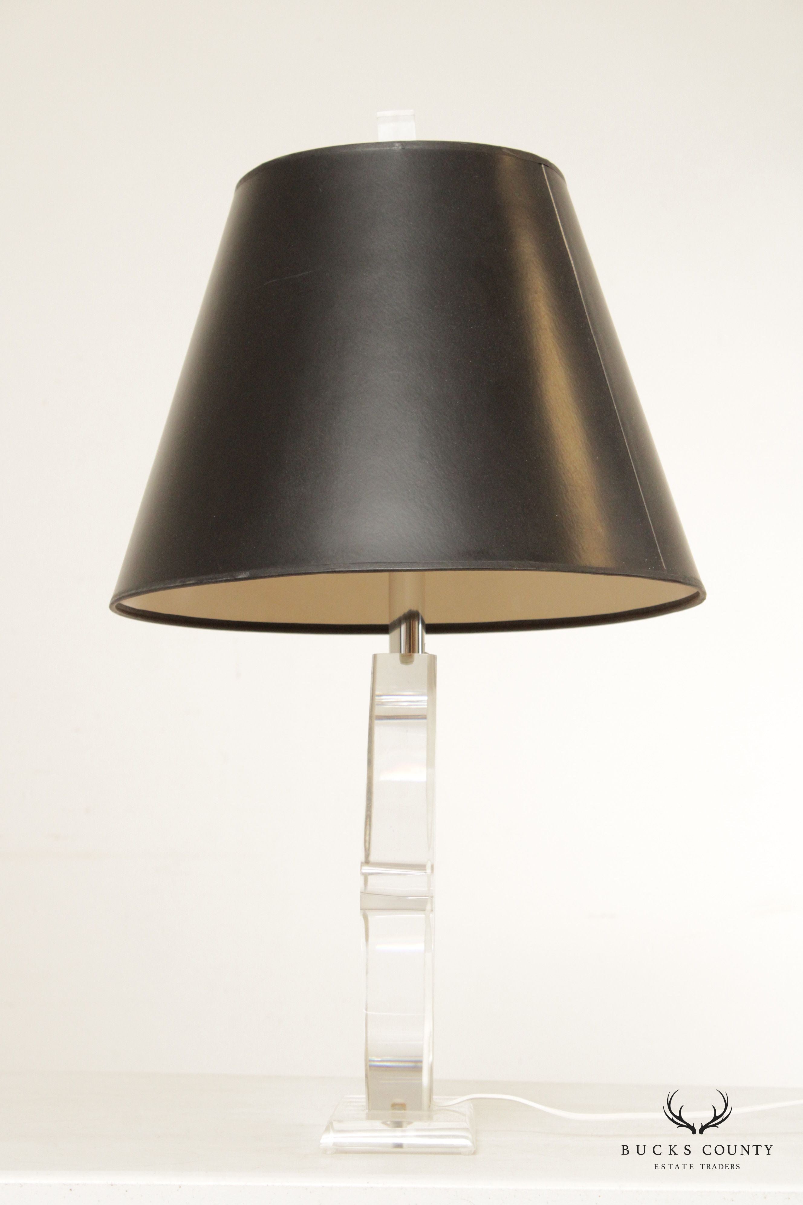 George Bullio Post Modern Chrome and Lucite Table Lamp