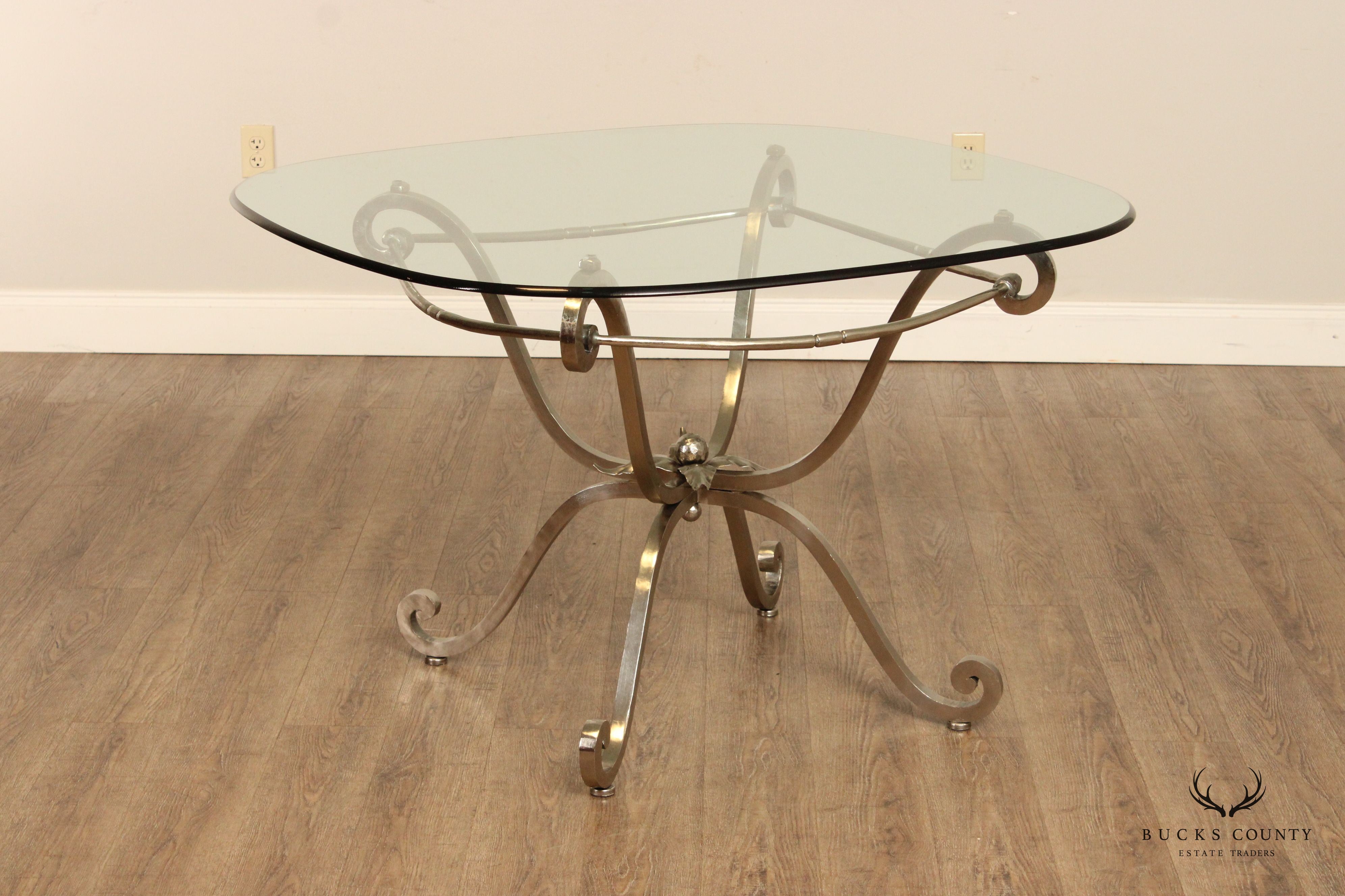 Contemporary French Style Polished Steel 5-Piece Dining Set