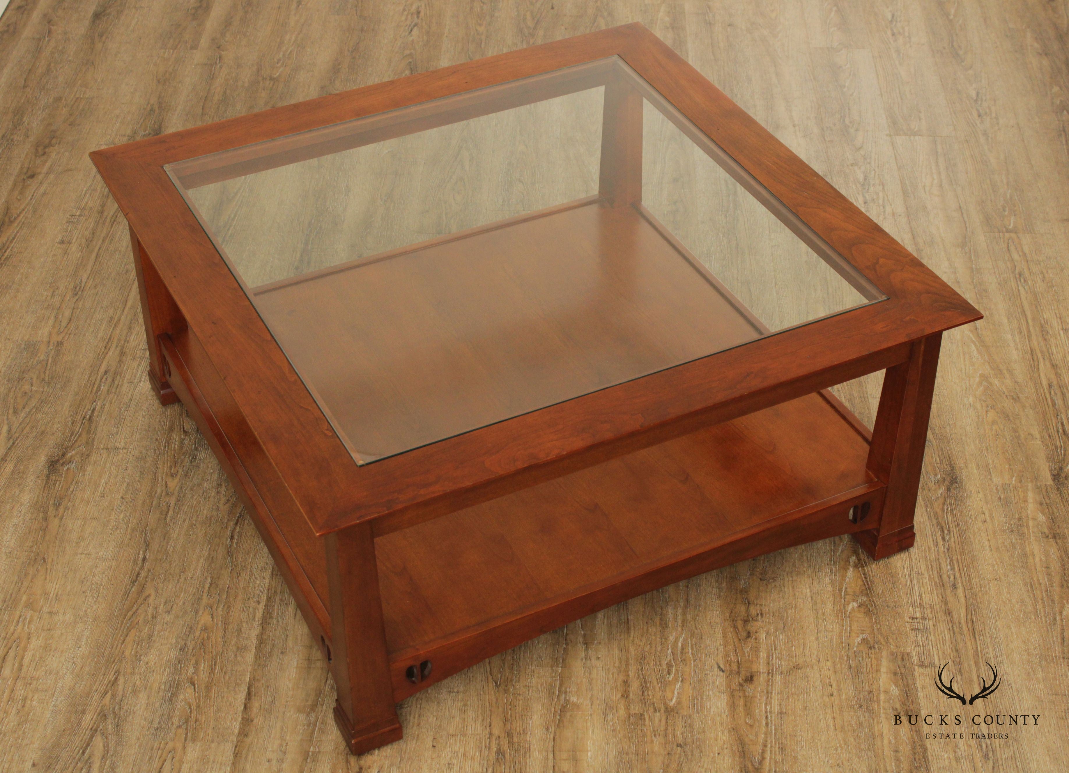 Stickley Arts & Crafts Style Cherry Square Cocktail Table