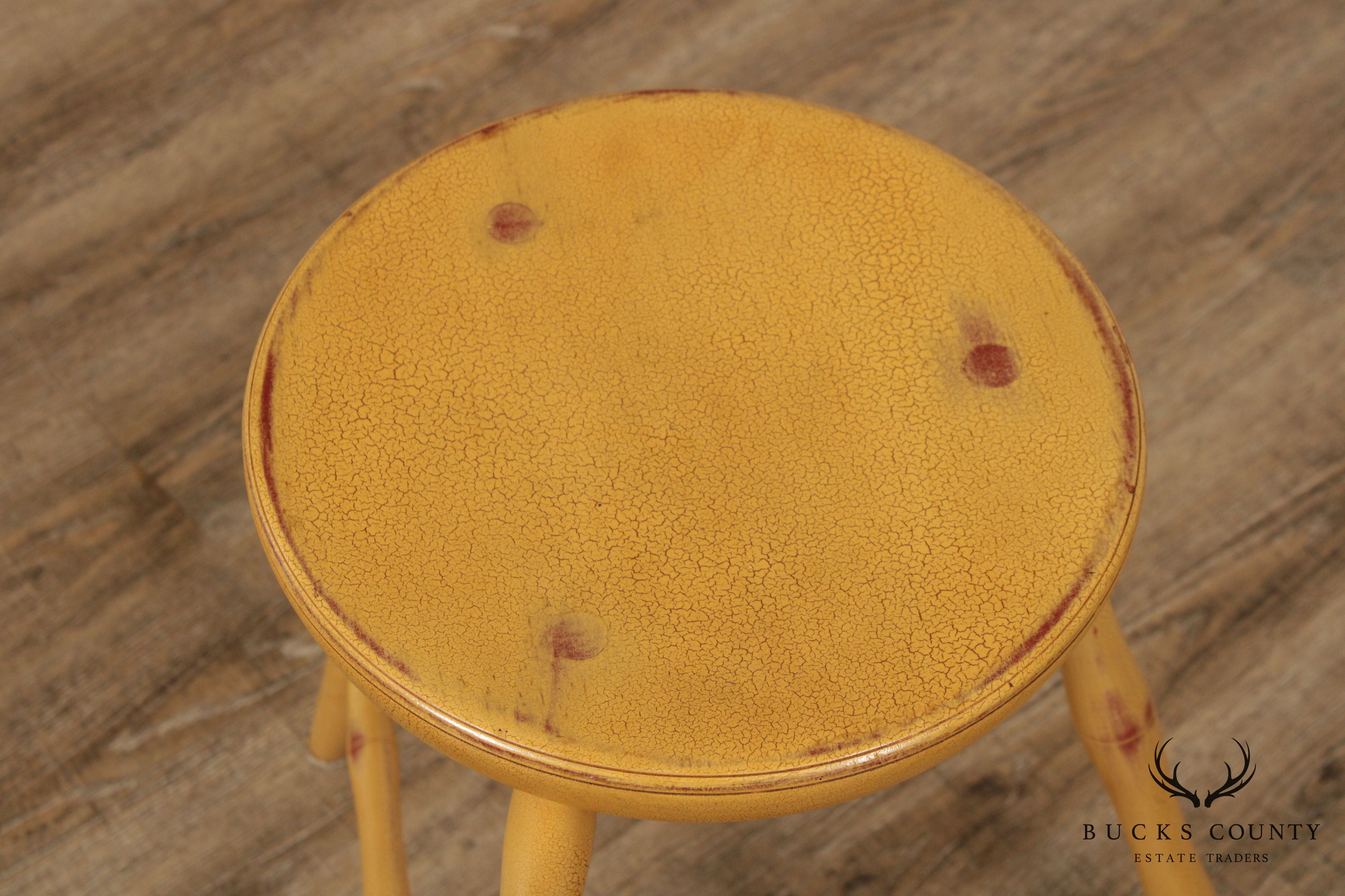 D.R. Dimes Mustard Yellow Painted 3 Legged Stool