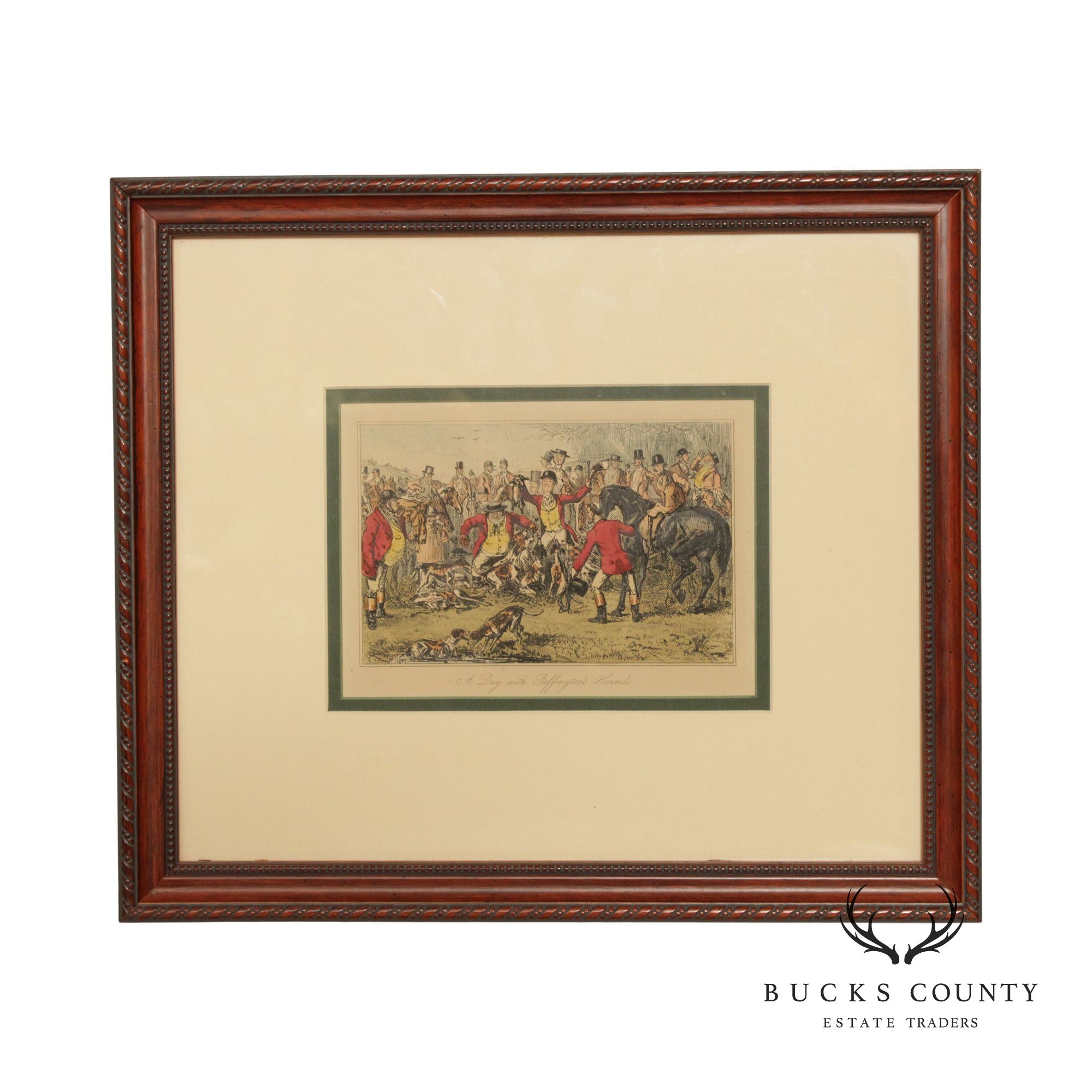 Antique English ' A Day with Puffingtons Hounds' Engraving by John Leech