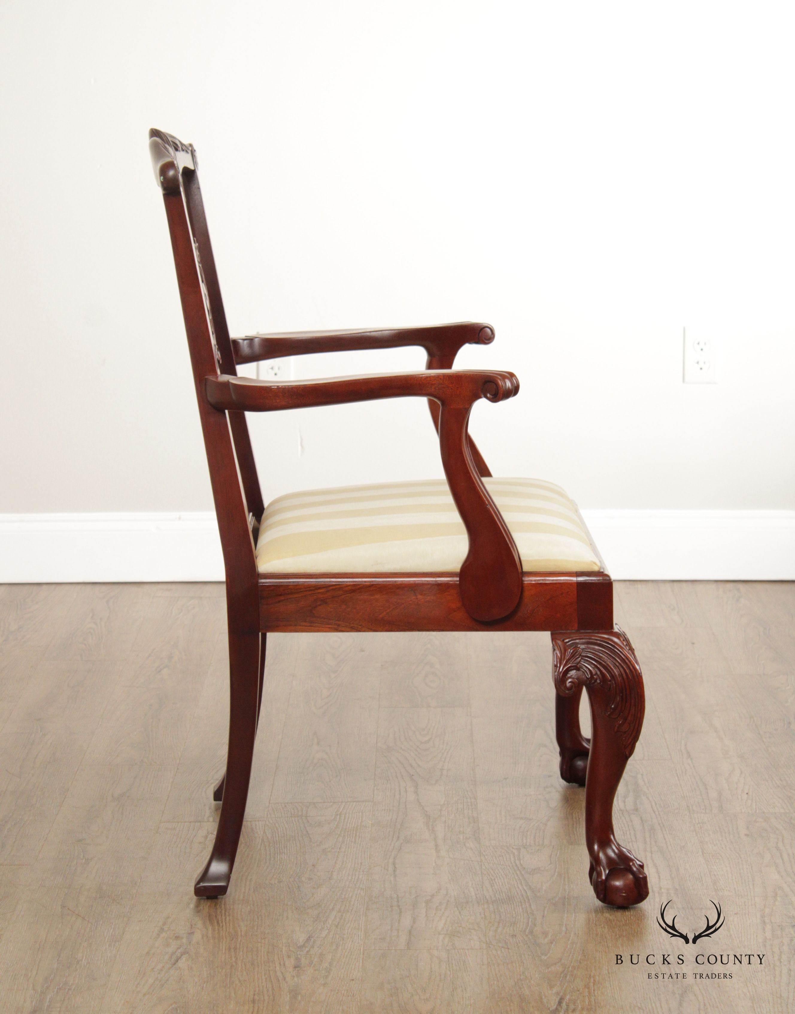 Baker Furniture Chippendale Style Carved Mahogany Armchair
