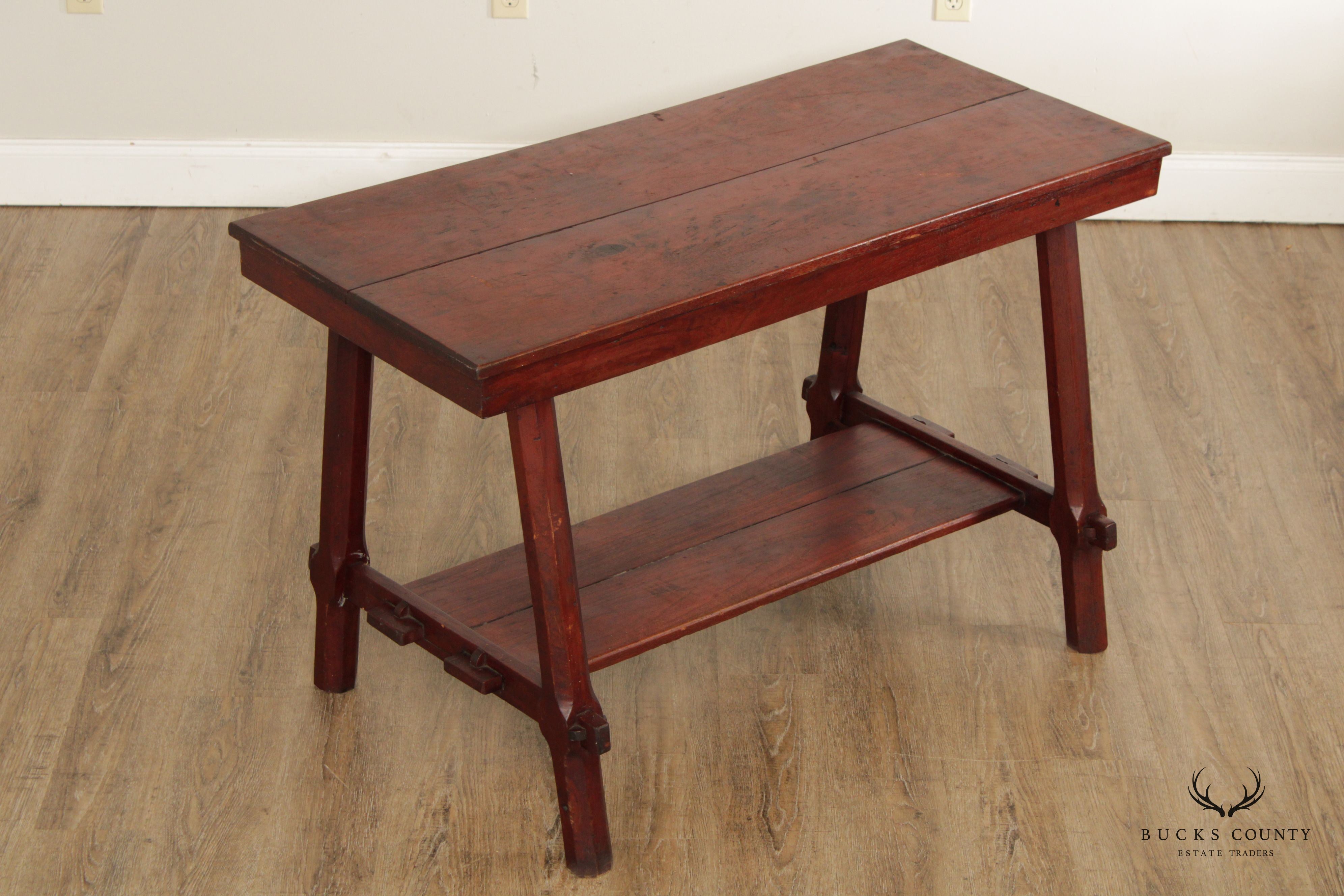 Arts & Crafts Antique Two-Tier Library or Work Table