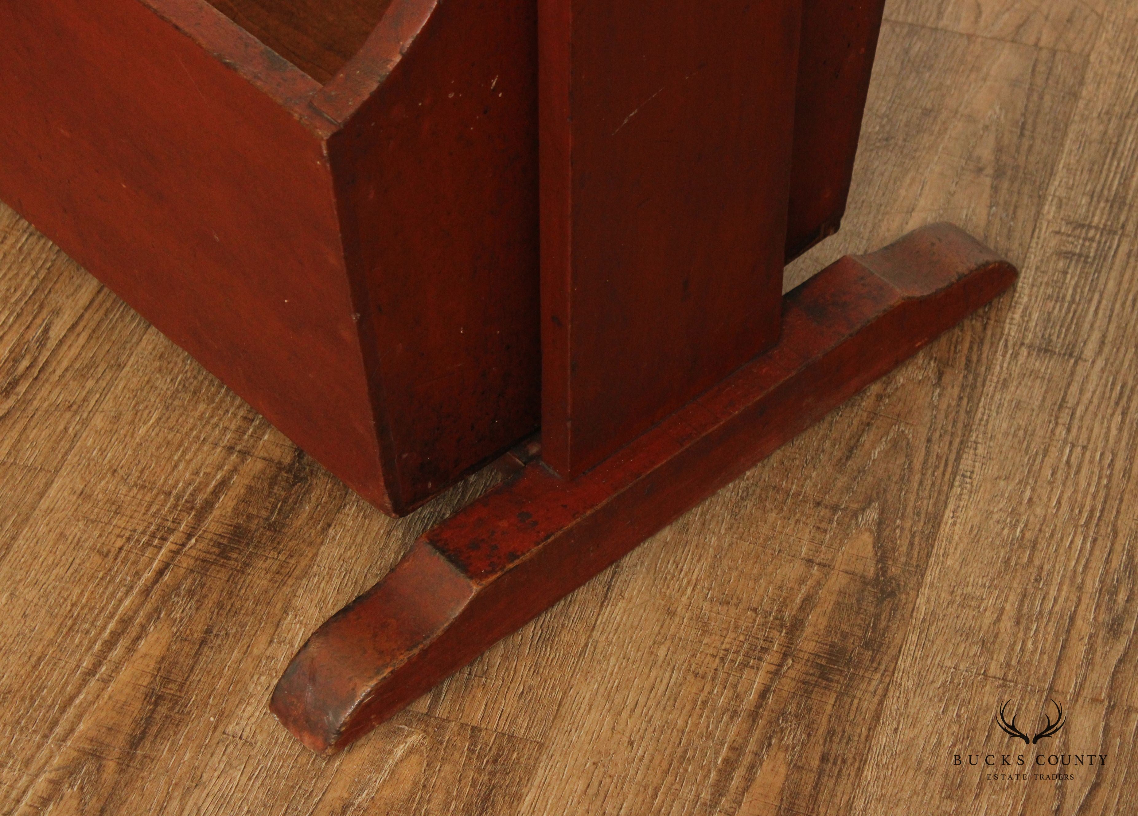 Antique American Red Painted Swing Cradle