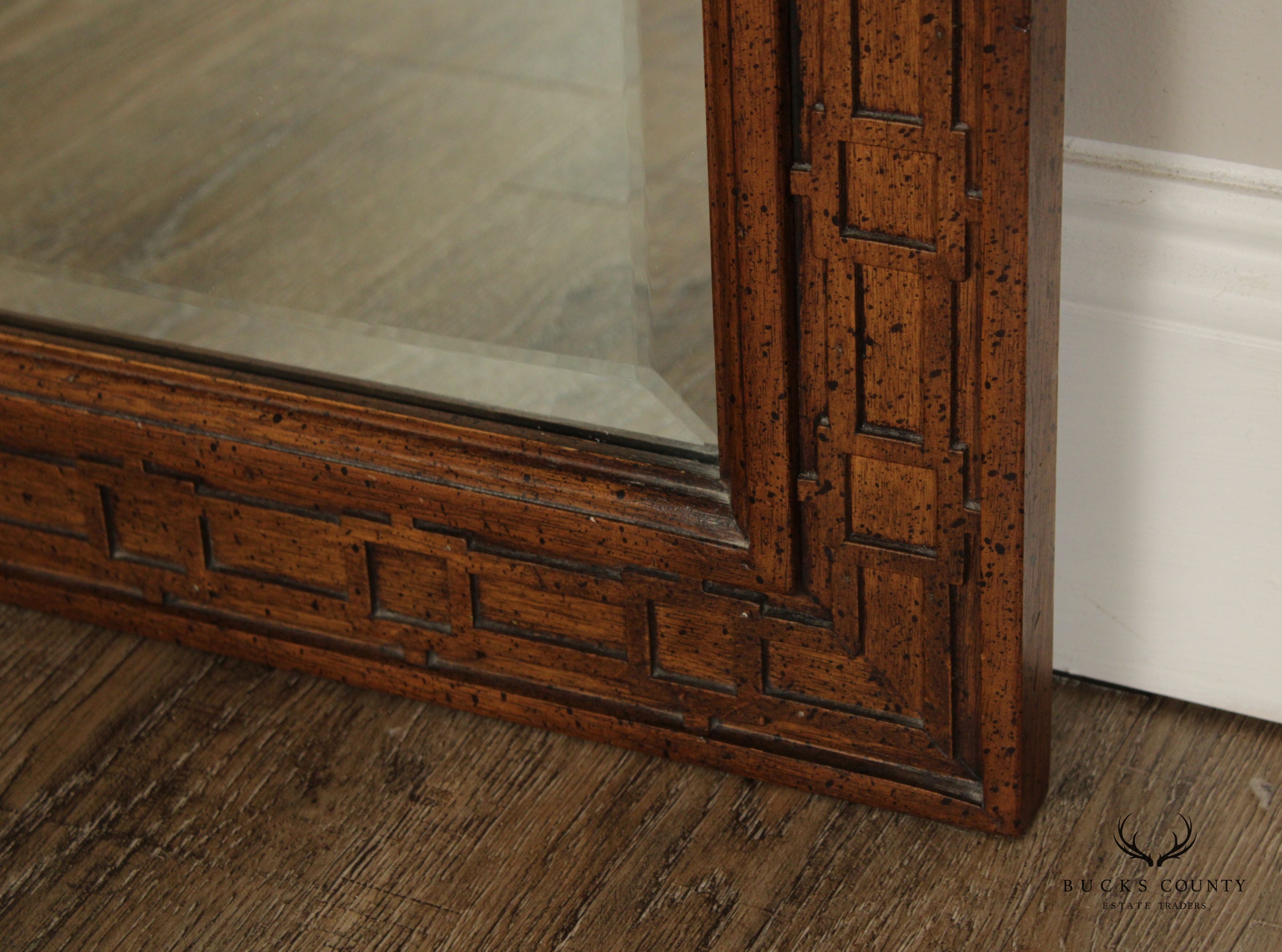 Century Furniture Chinese Chippendale Style Vintage Pair Of Rectangular Beveled Wall Mirrors