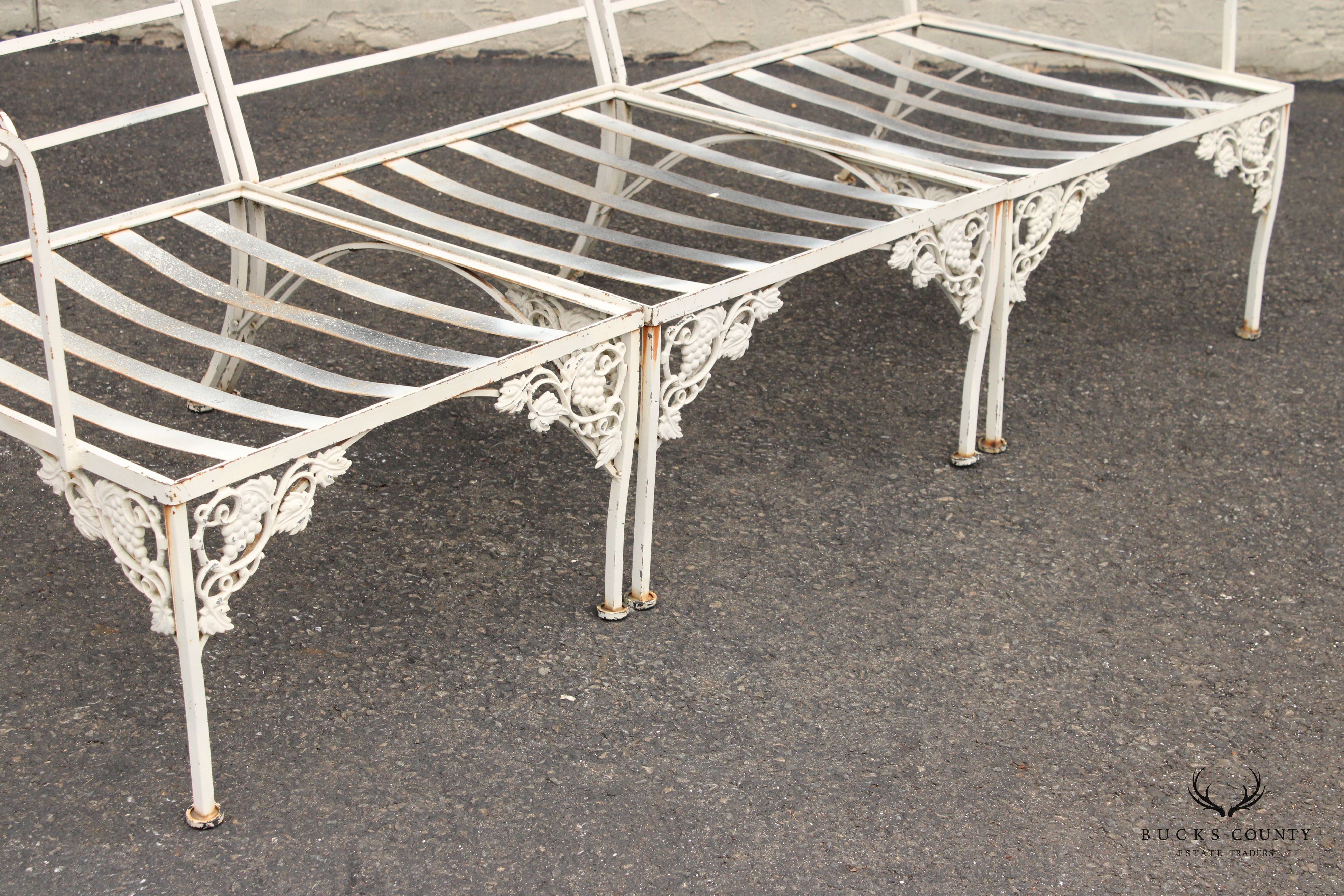 Vintge Quality Wrought Iron Three Piece Outdoor Patio Sofa