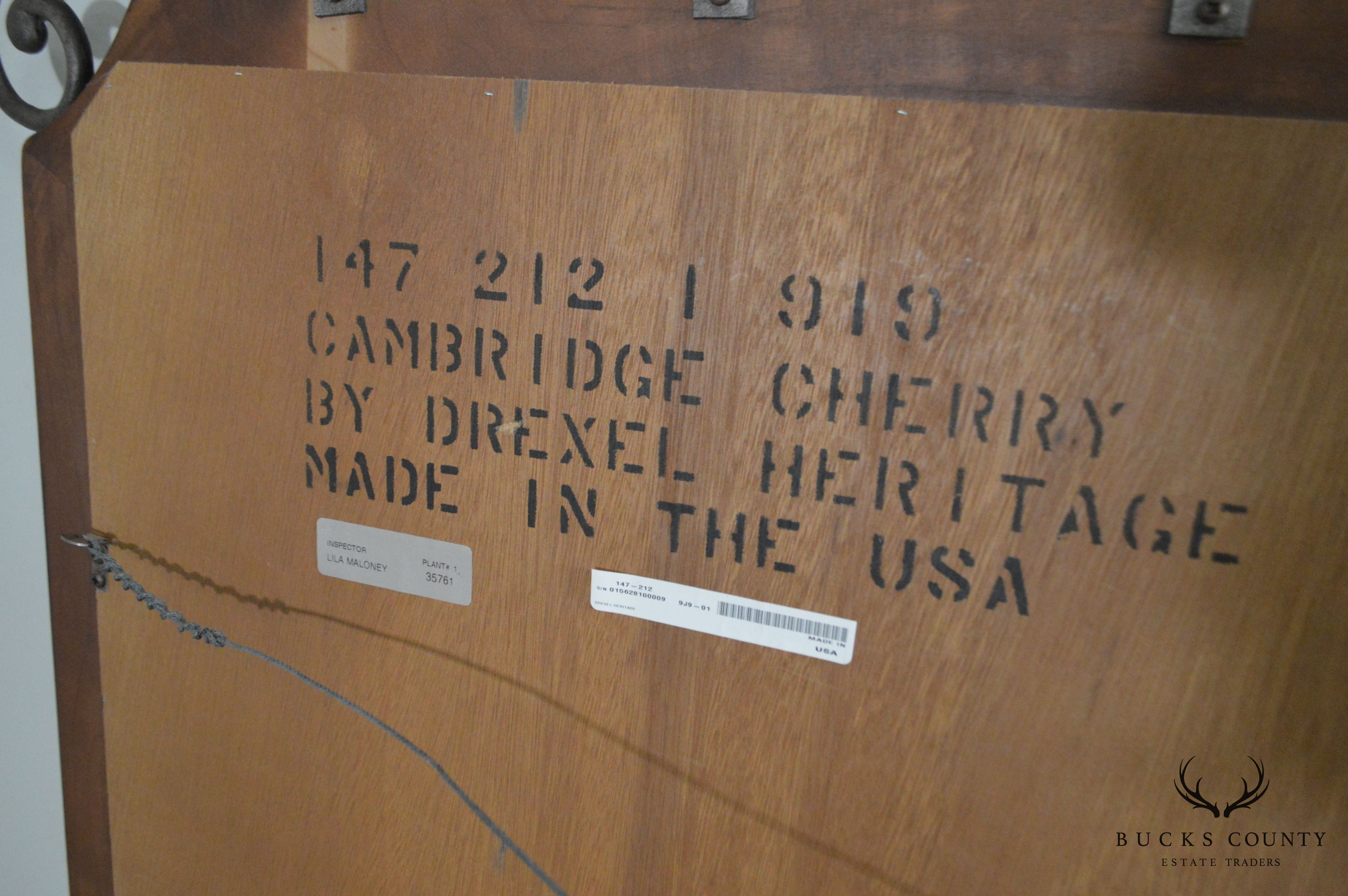 Drexel Heritage Cambridge Cherry & Scrolled Iron Beveled Wall Mirror