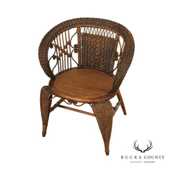 Antique Victorian Woven Wicker Accent Chair