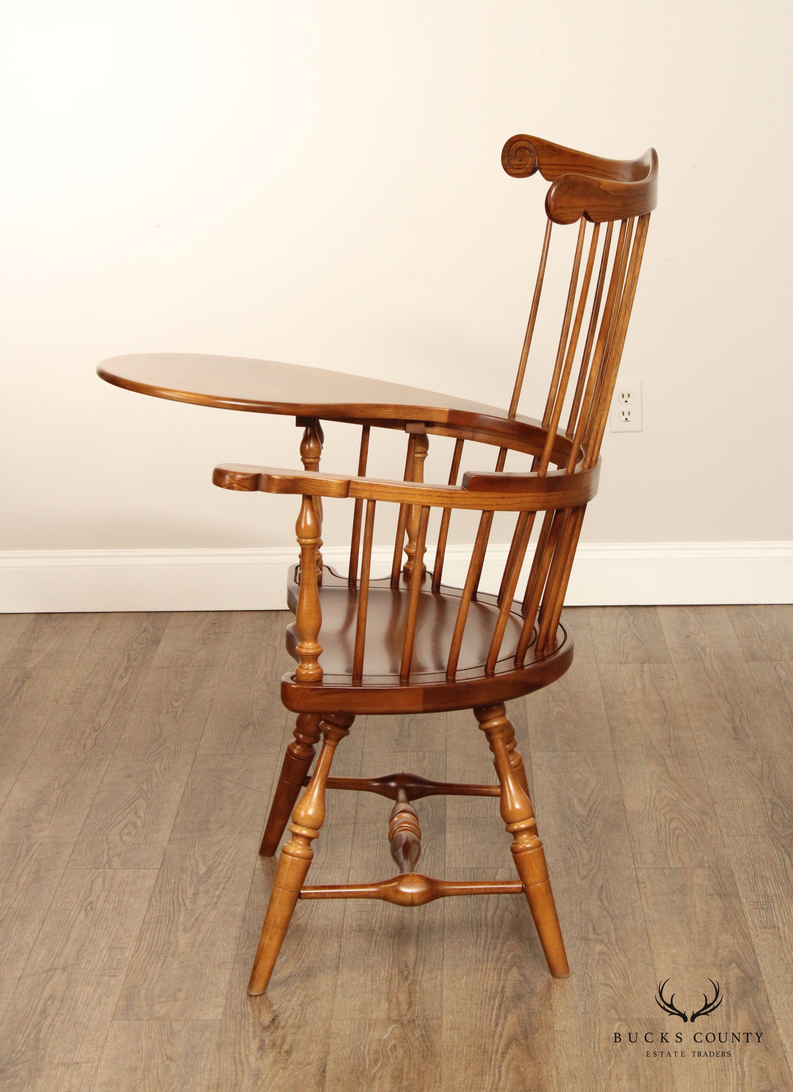FREDERICK DUCKLOE CHERRY WINDSOR STYLE WRITING ARMCHAIR