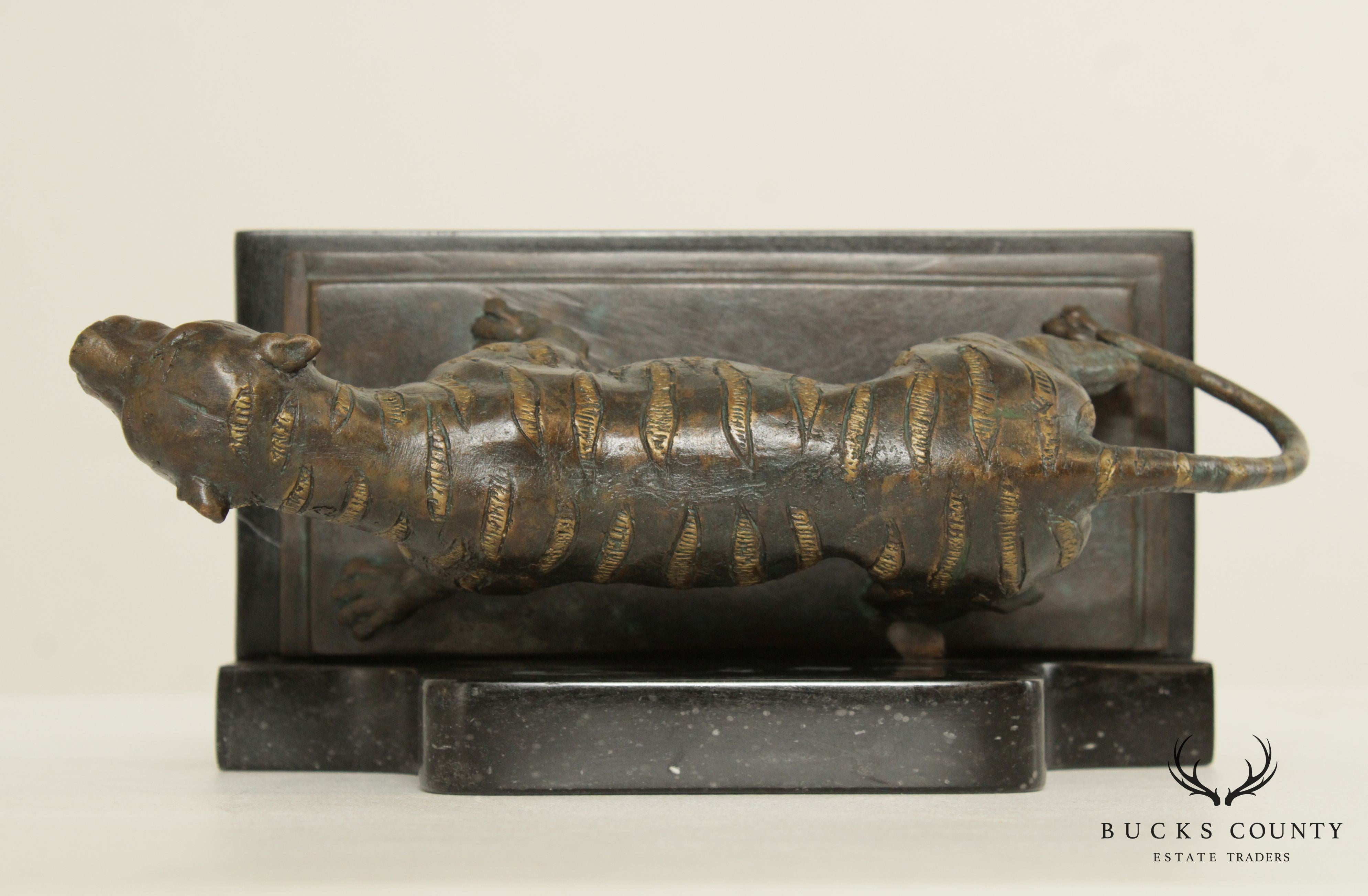 Maitland Smith Bronze Tiger Bookend