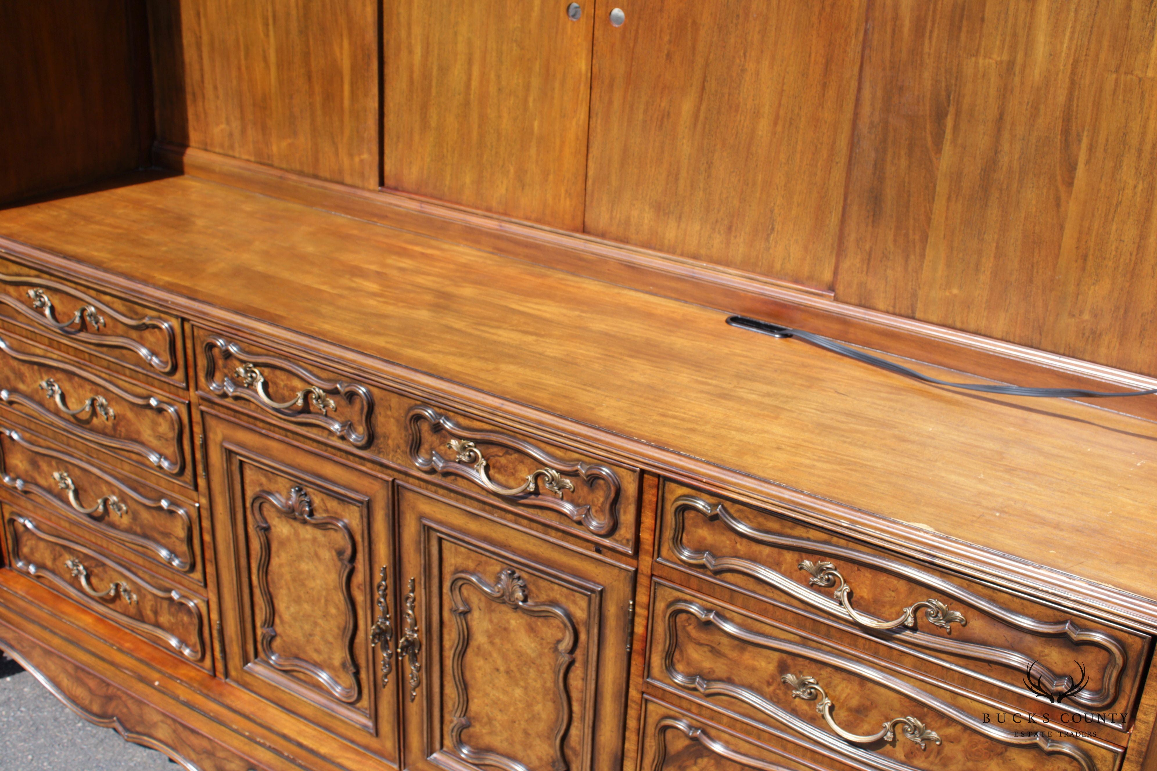 Maitland Smith Monumental Louis XV Style Faux Book Entertainment Armoire