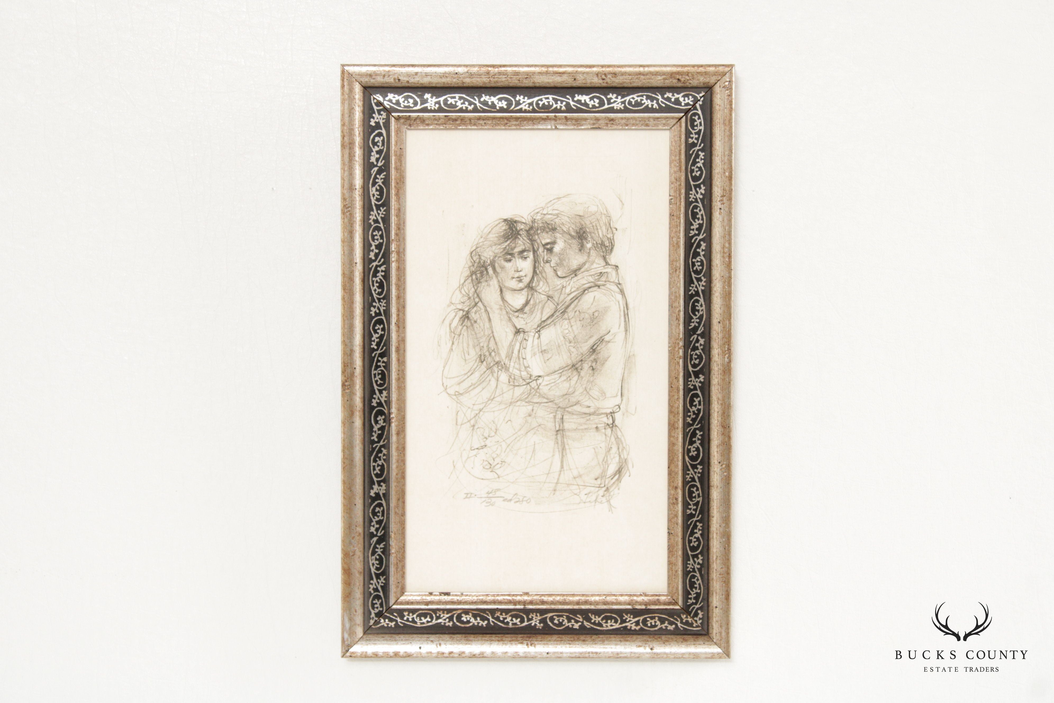 Edna Hibel Custom Framed Print, Young Couple