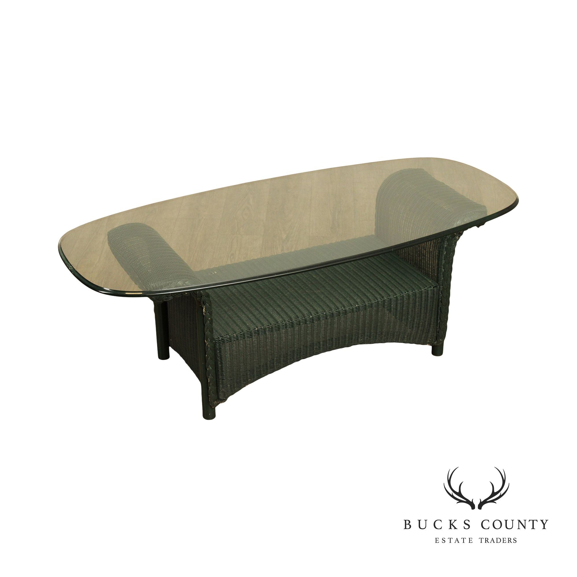 Lloyd Loom Glass Top Wicker Outdoor Coffee Table