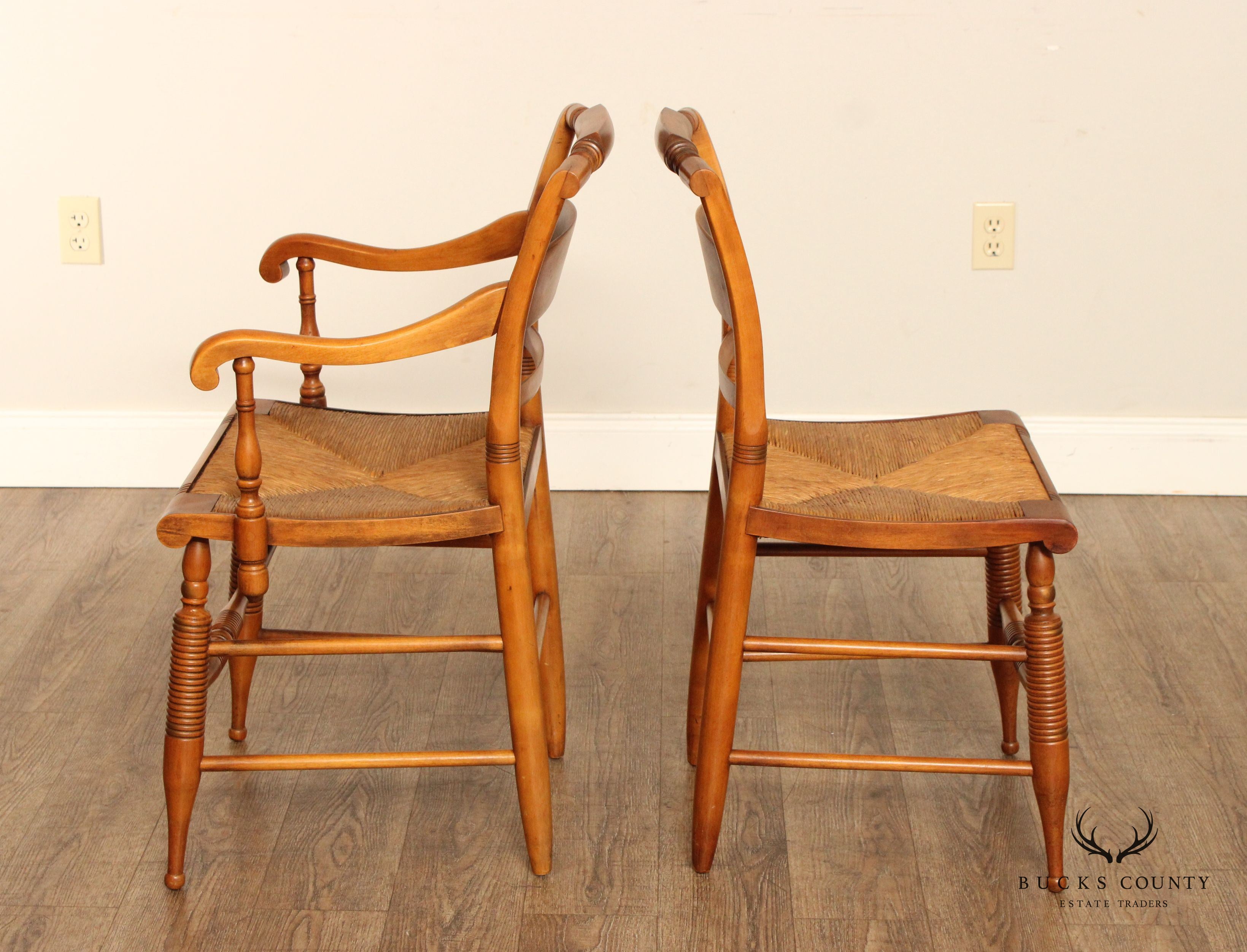 Hitchcock Vintage Set Eight Harvest Stencil Decorated Maple Dining Chairs