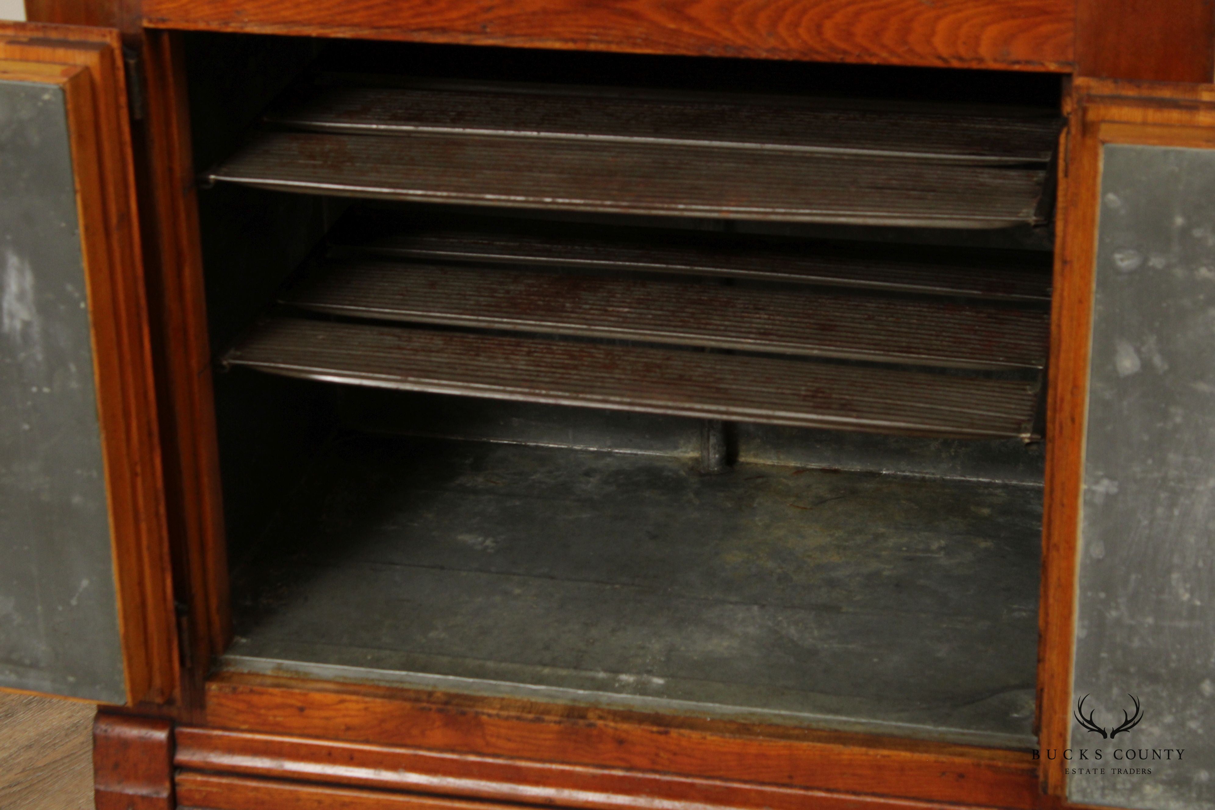 Antique Challenge Iceberg Oak and Tin Lift Lid Icebox