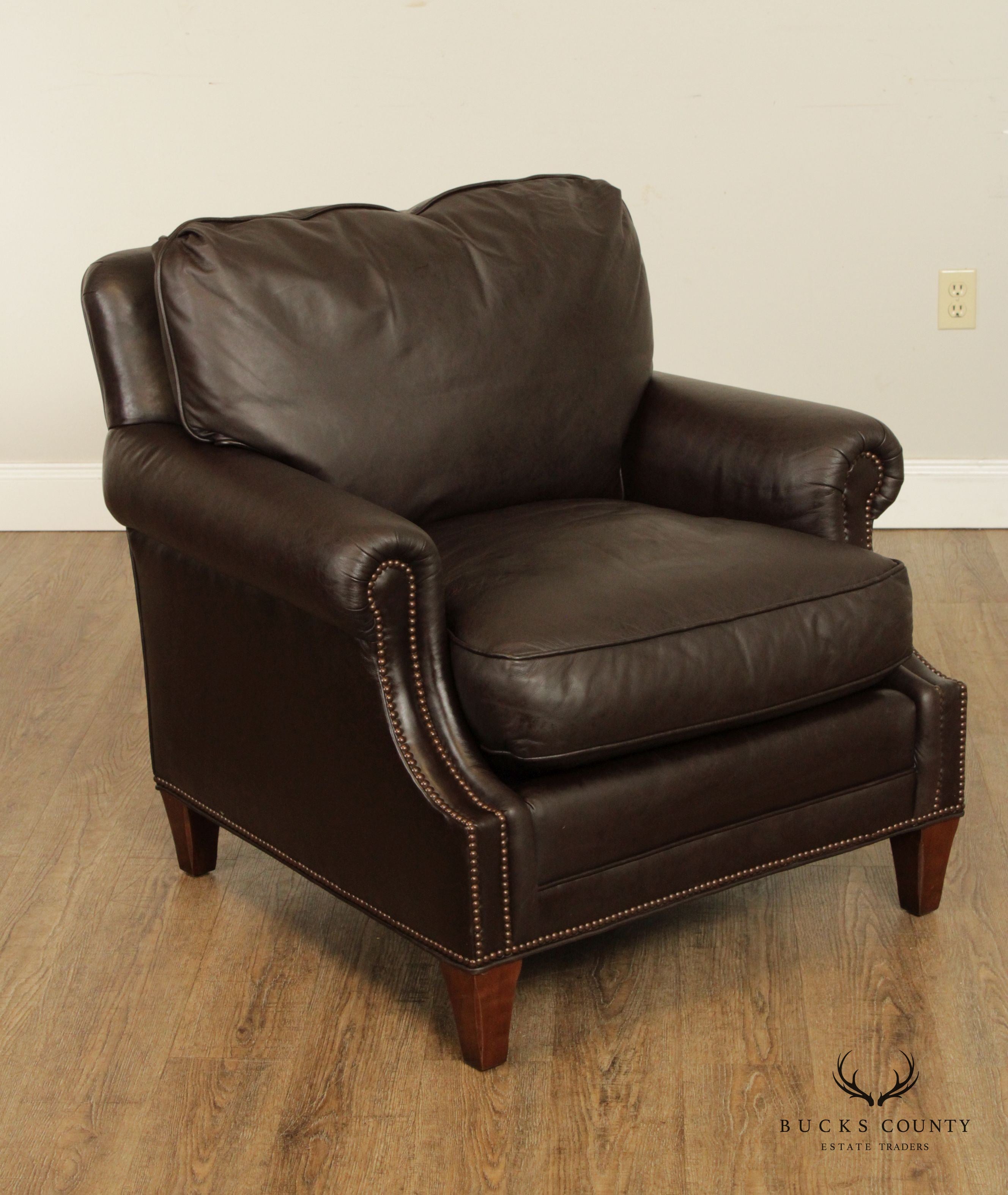 Baker Furniture Pair of Leather Lounge Chairs (C)