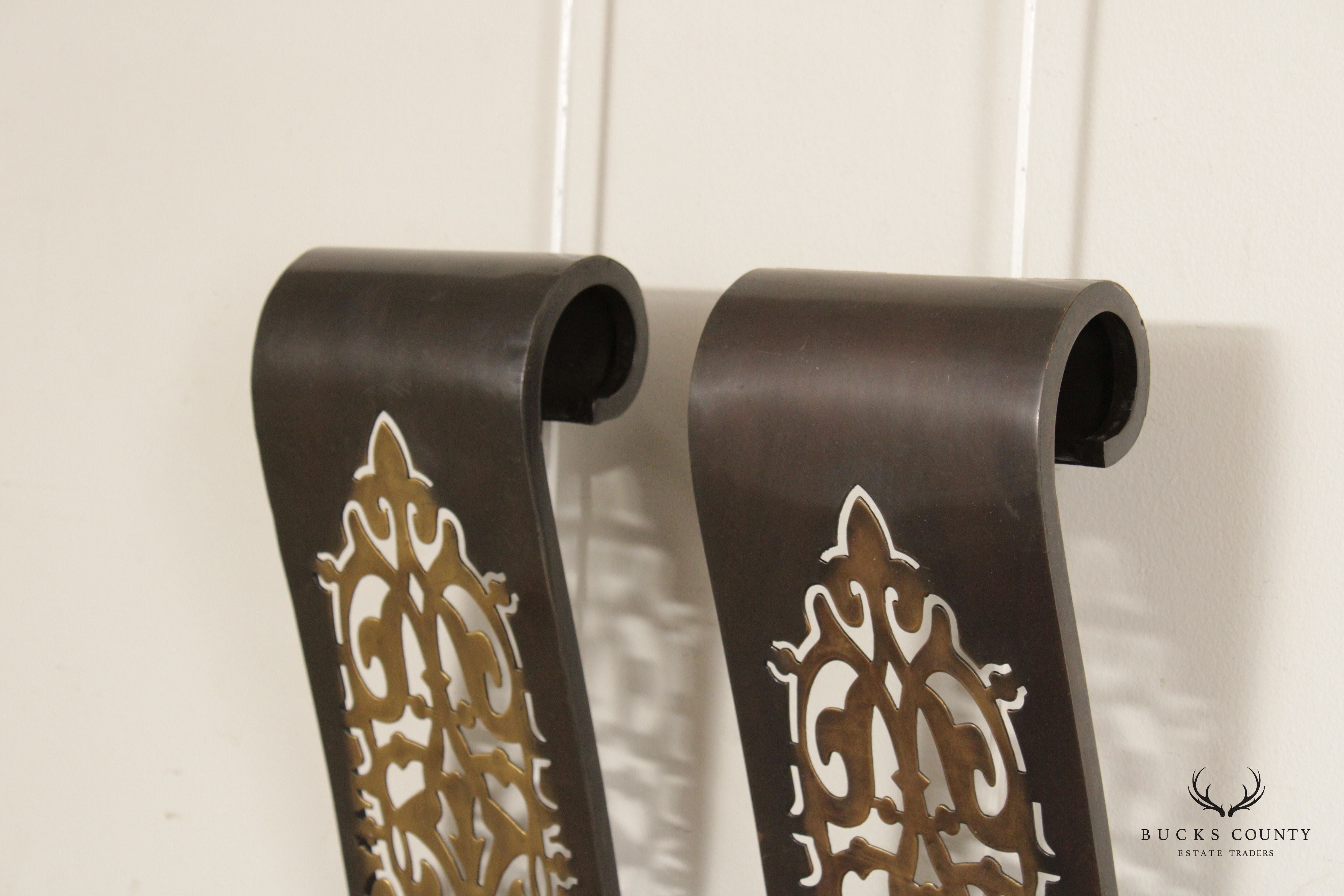 Bombay Company Pair Pierced Brass Candle Wall Sconces