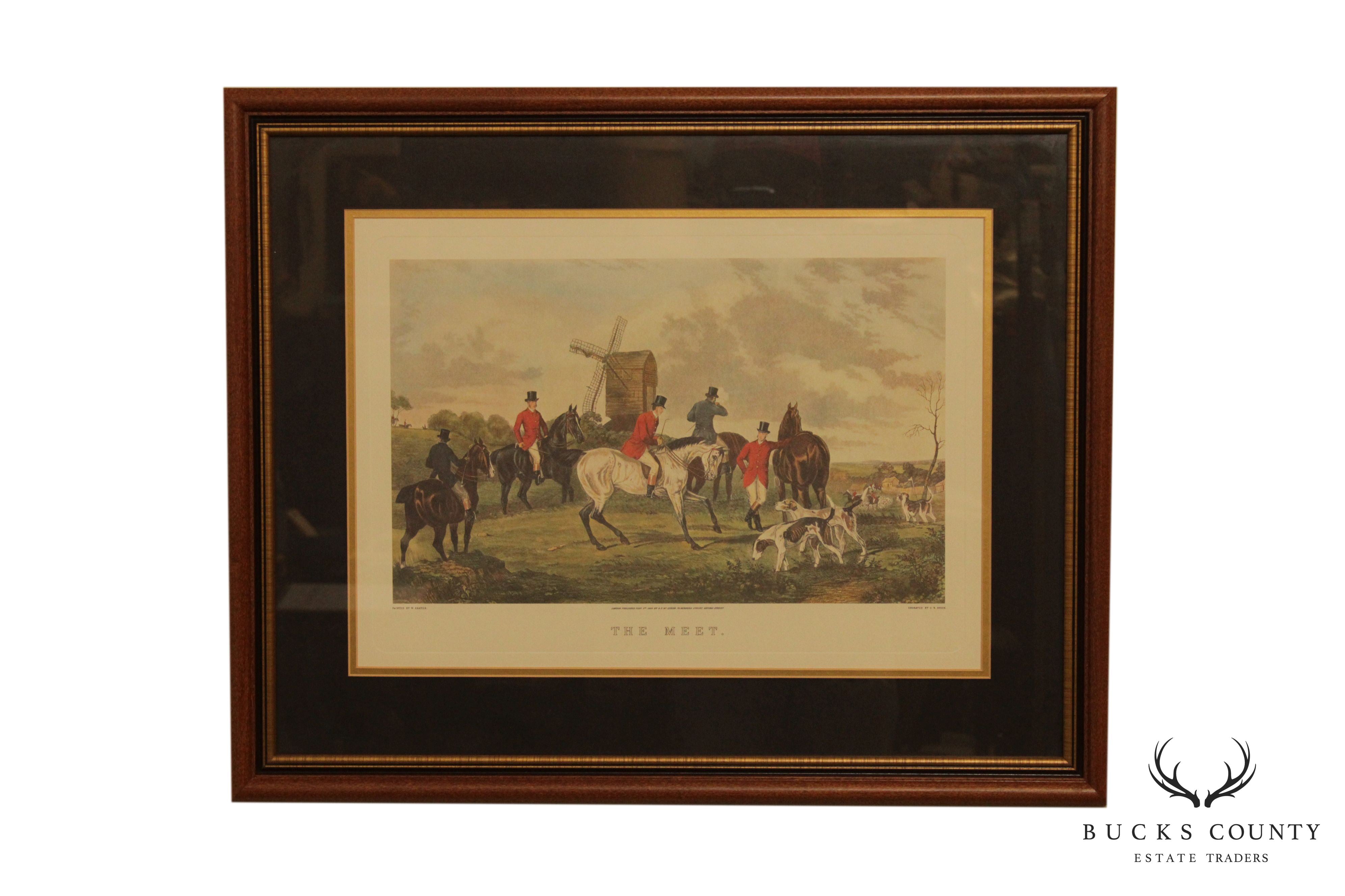 William Shayer Custom Framed Fox Hunt Lithograph 'The Meet'