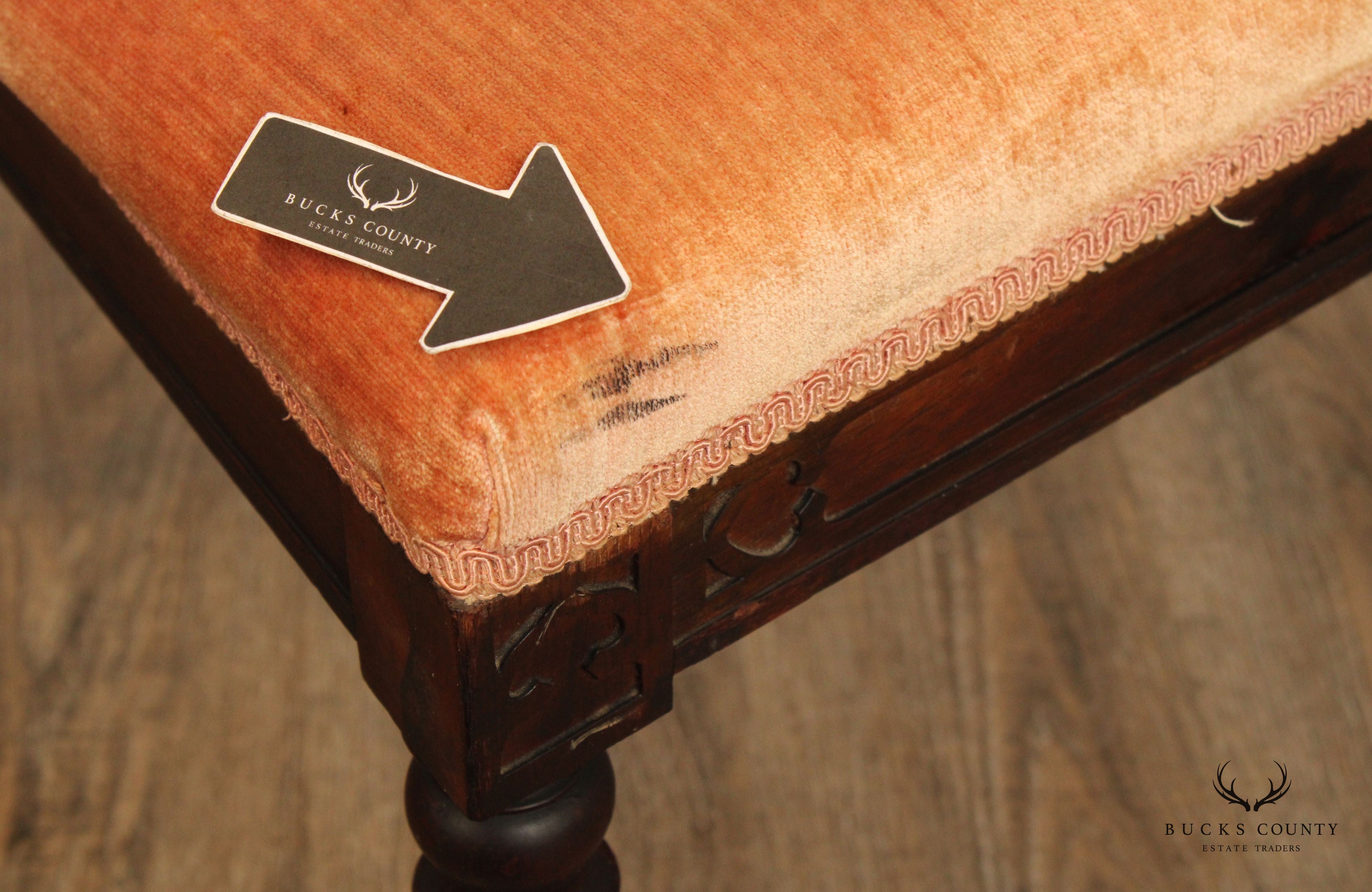 Gothic Revival Antique Carved Rosewood High Back Hall Chair