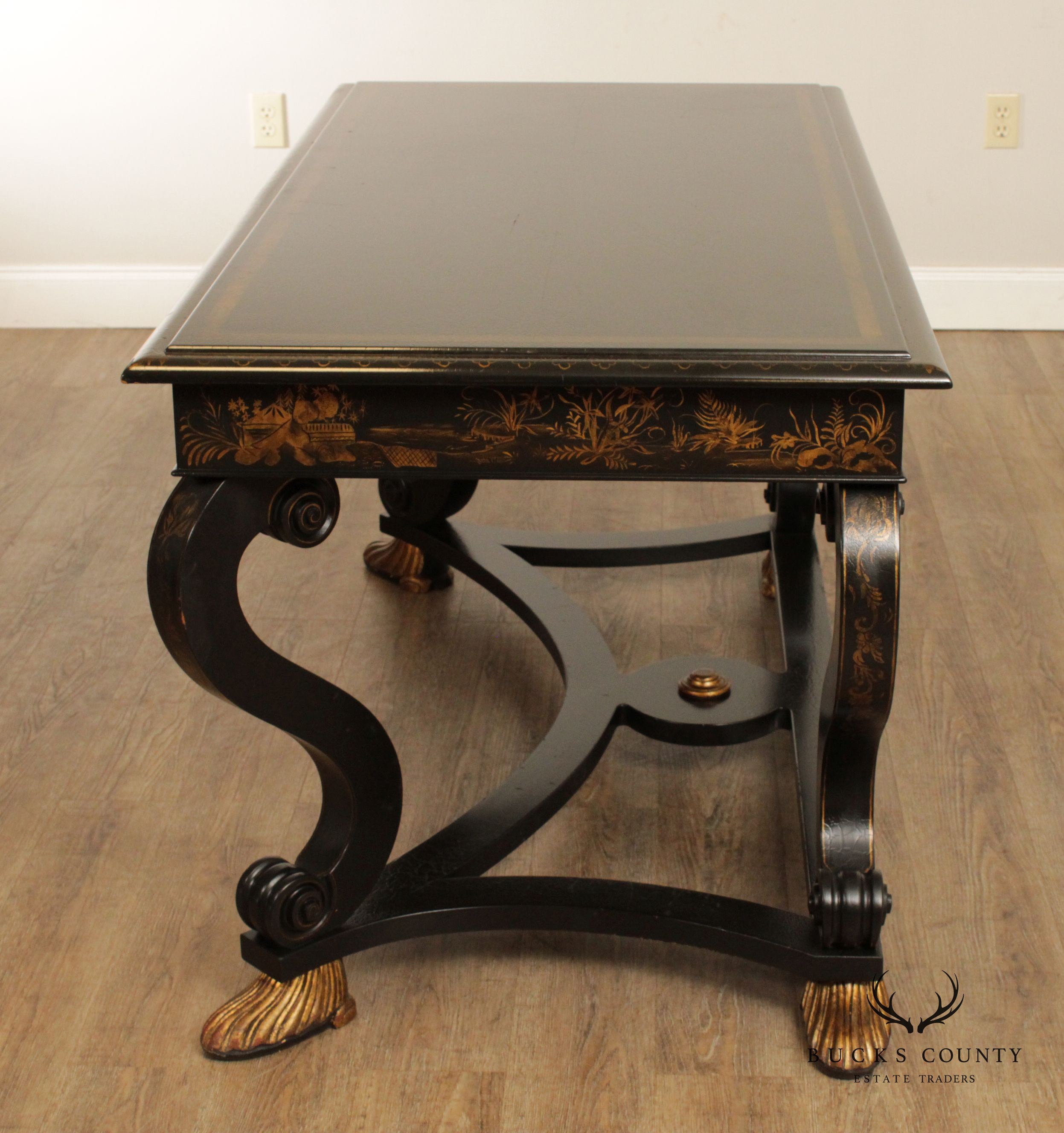 William Switzer Regency Style Chinoiserie Decorated Three Drawer Writing Desk