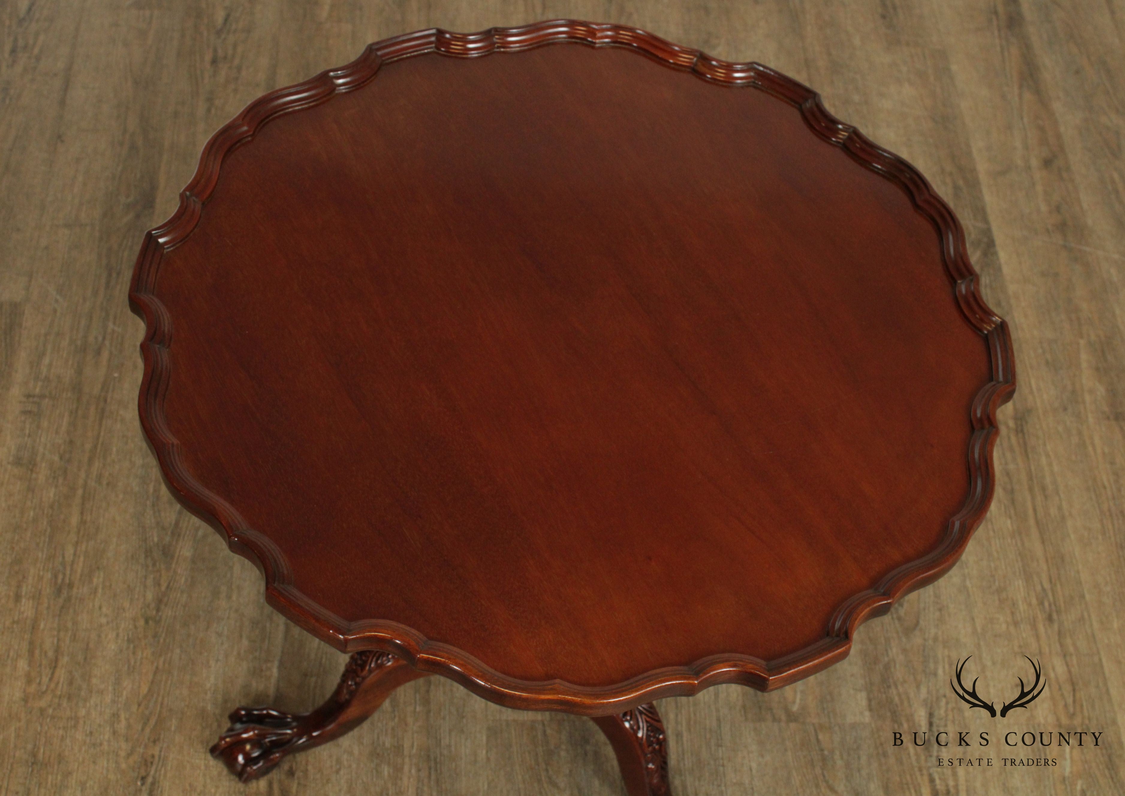 Chippendale Style Carved Mahogany Piecrust Tilt Top Tea Table