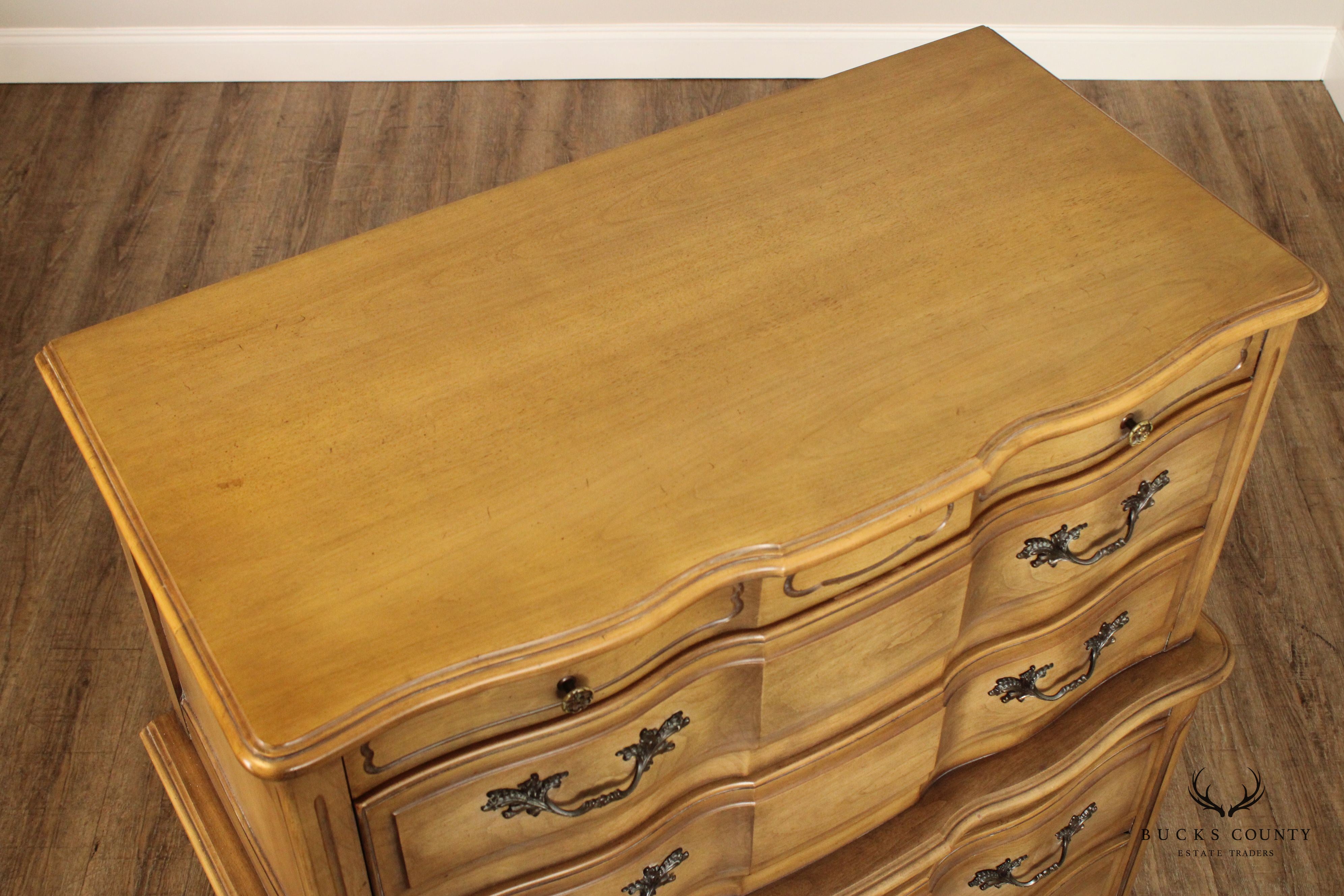 Fancher Vintage French Provincial Style Fruitwood Tall Chest