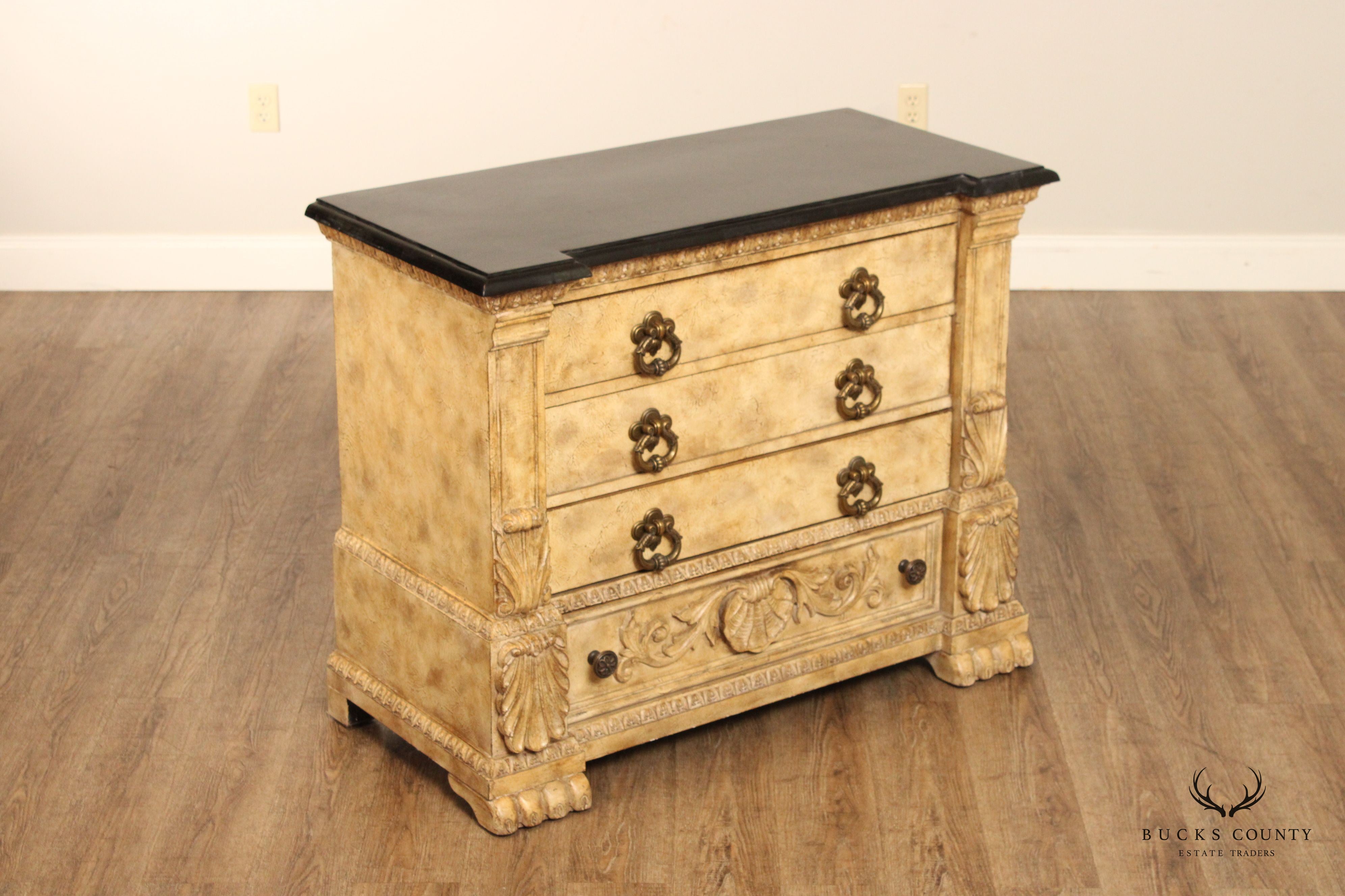 Italian Renaissance Style Tessellated Marble Top Commode
