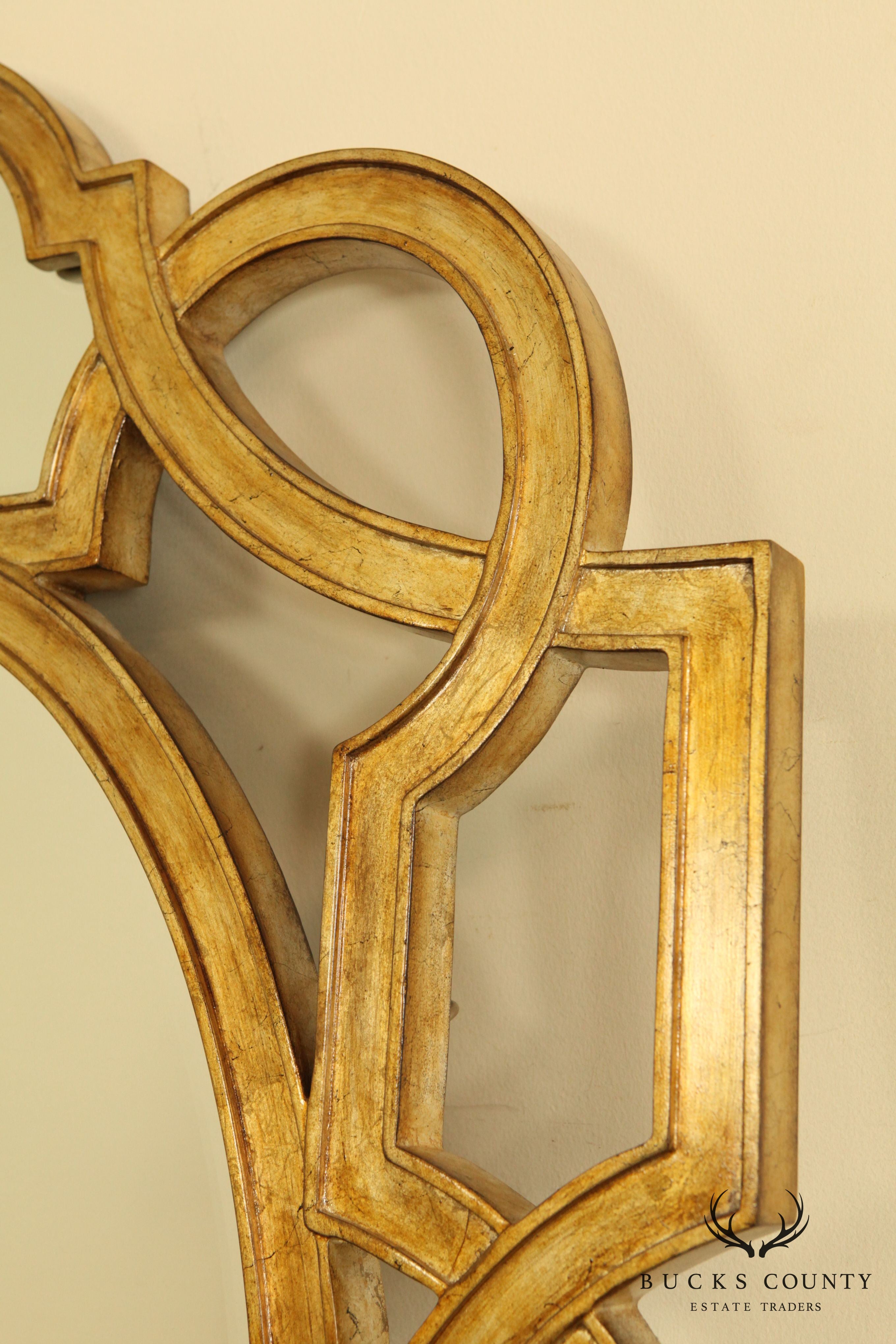 Classic Modern Style Silver Gilt Frame Wall Mirror
