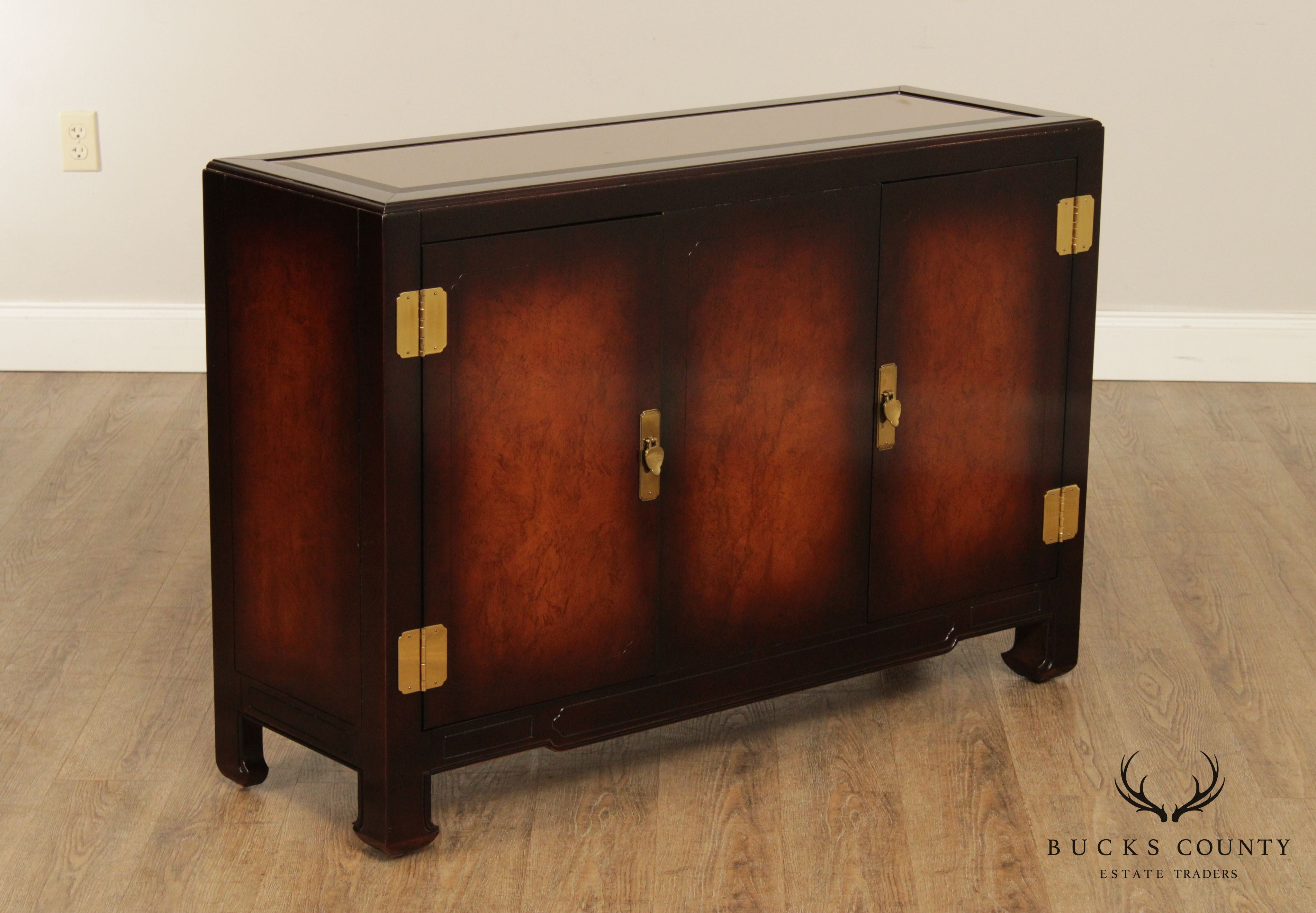 American of Martinsville Mid Century Modern Asian Style Burl Wood Sideboard