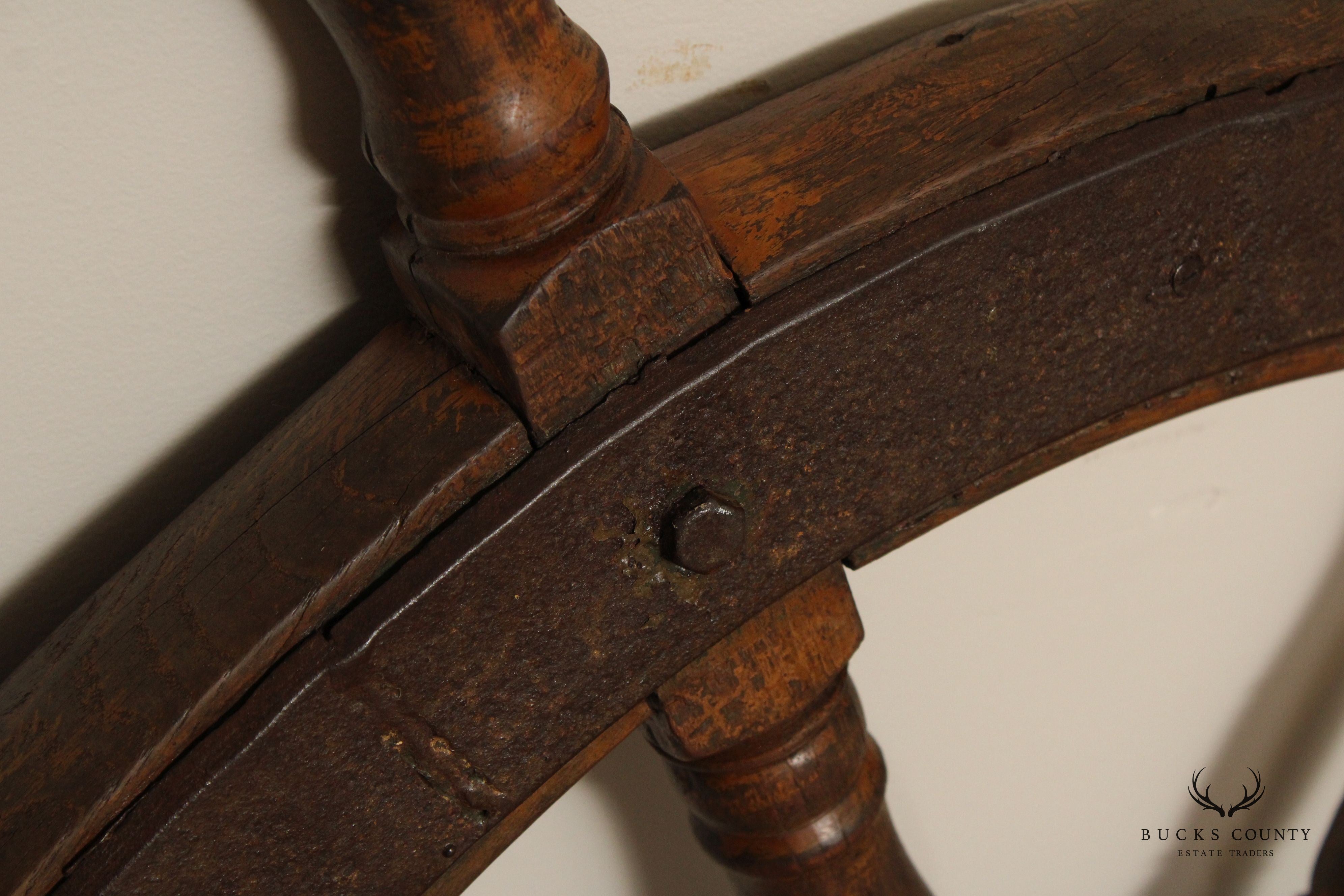 Antique Eight Spoke Hardwood and Iron Ship's Wheel