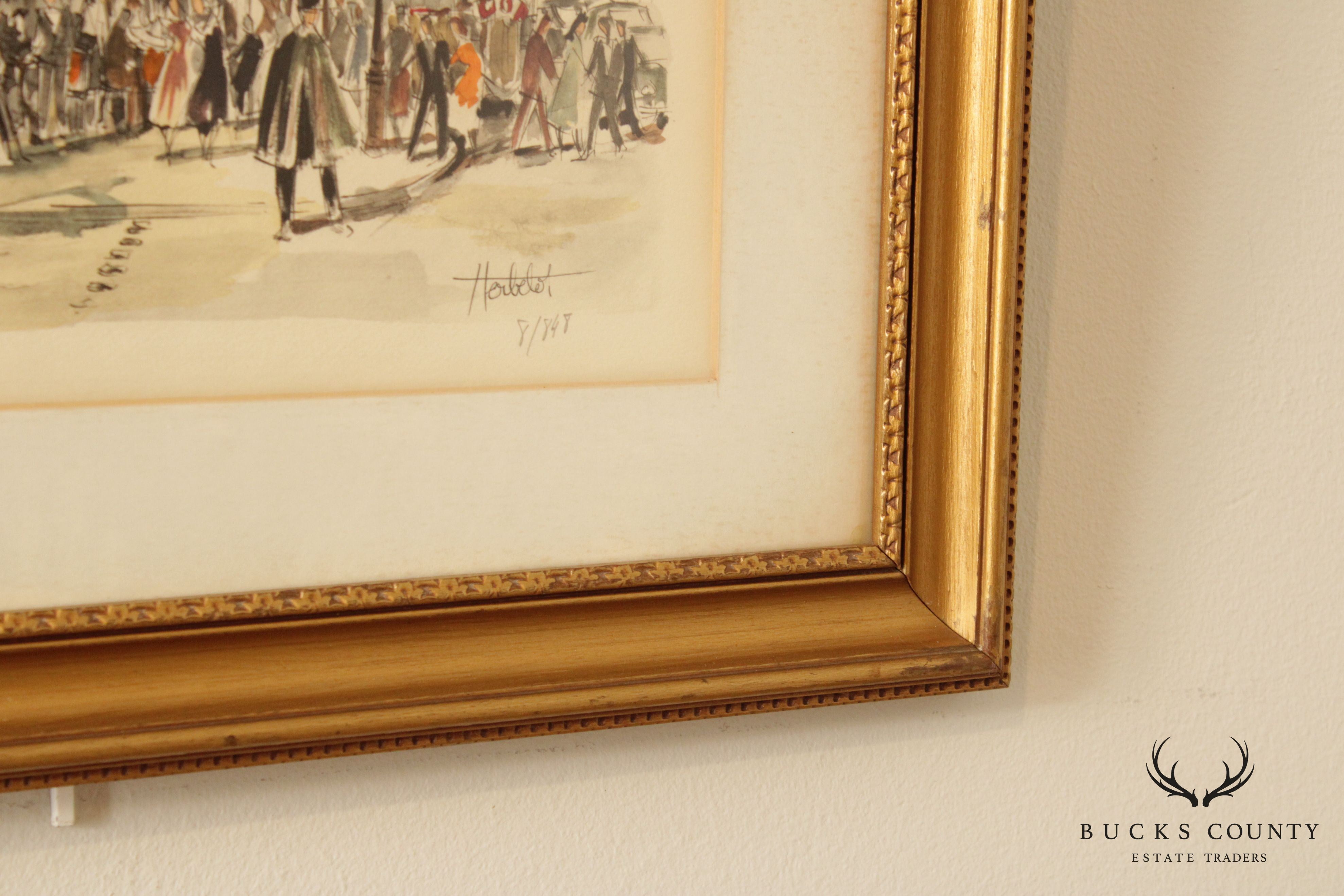 Franz Herbelot Parisian Cafe Street Scene Lithograph