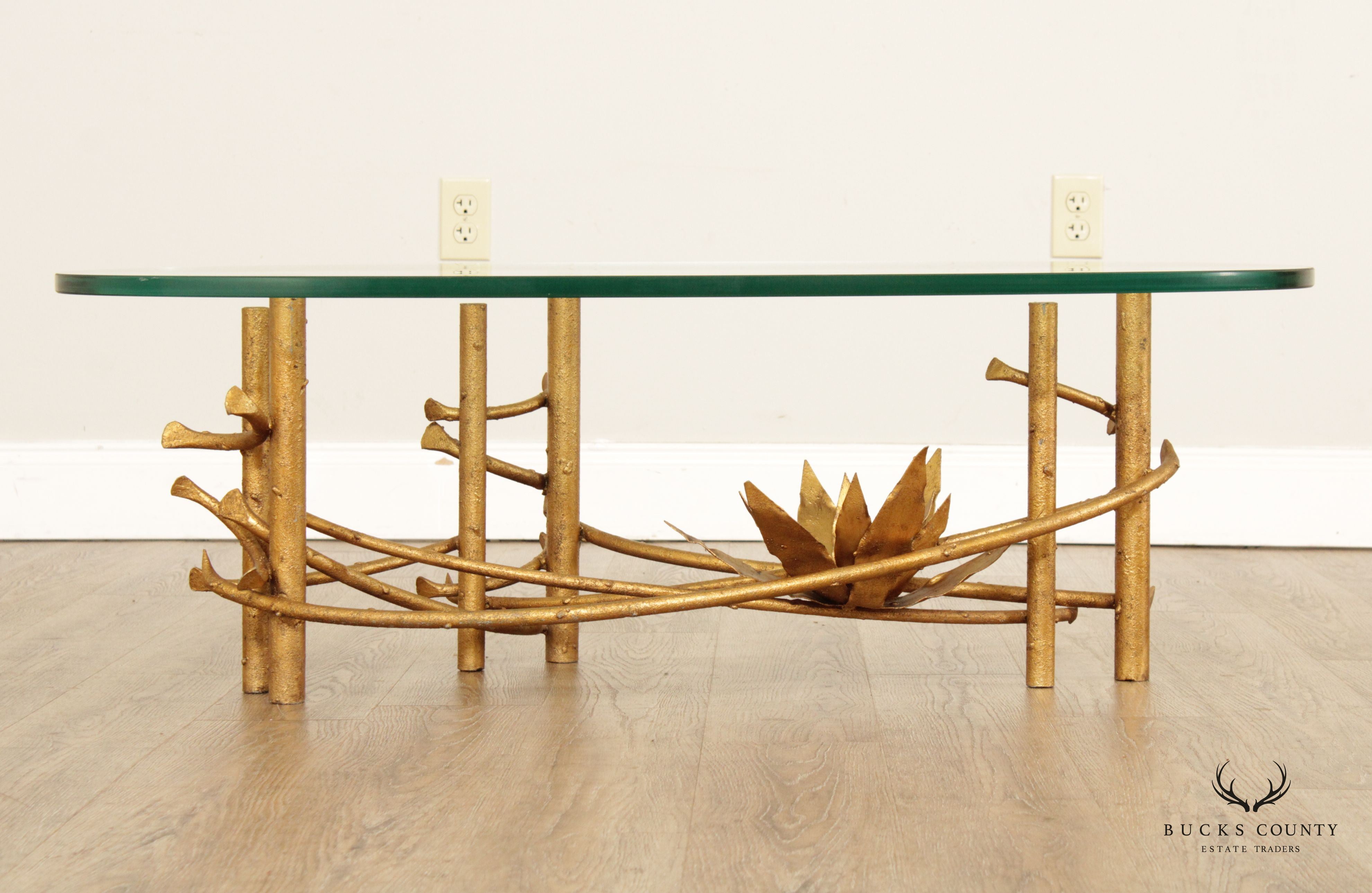 Mid Century Silas Seandel Brutalist Lotus Oval Coffee Table