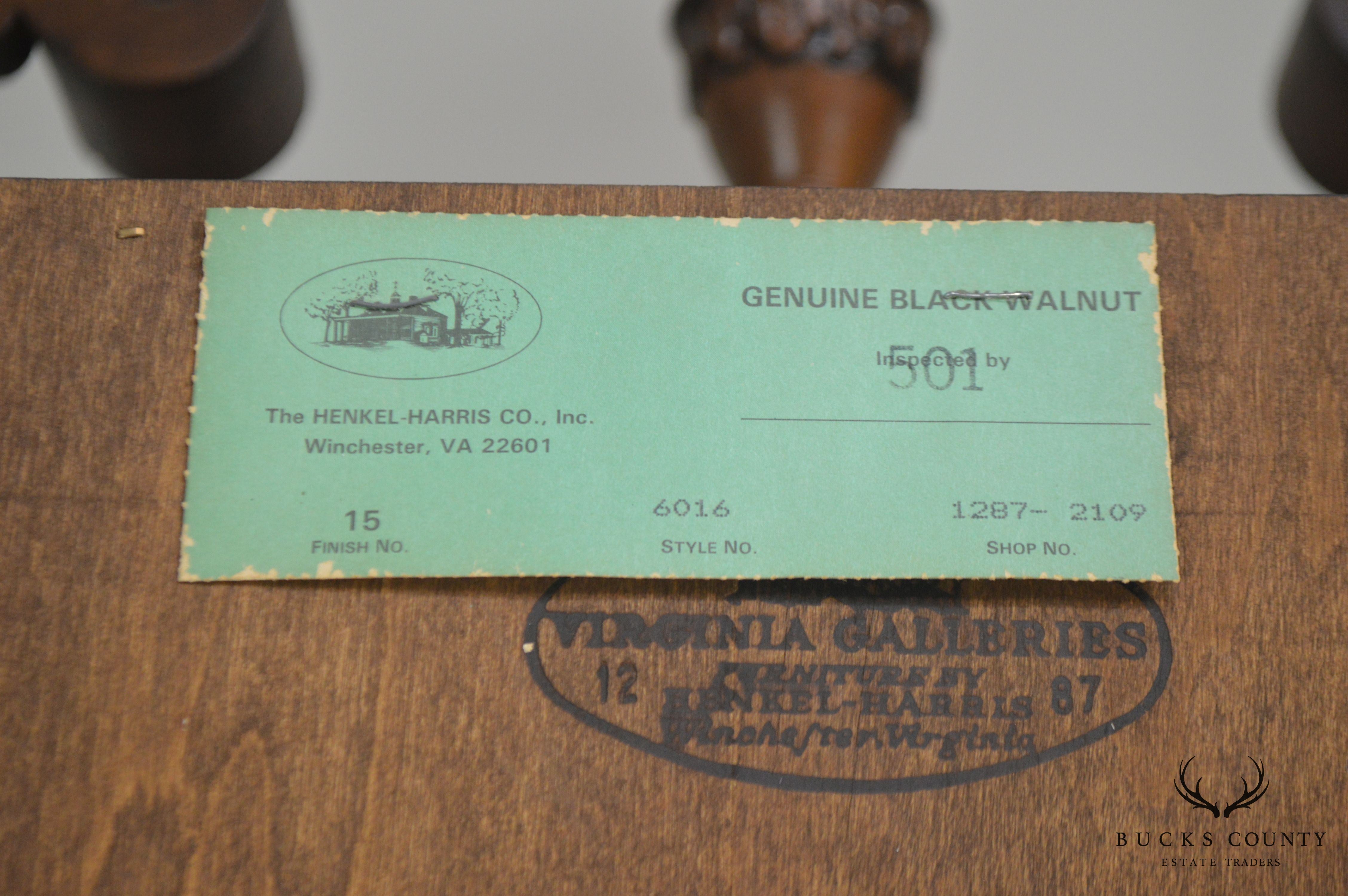 Henkel Harris Chippendale Style Carved Walnut Blind Door Secretary Desk