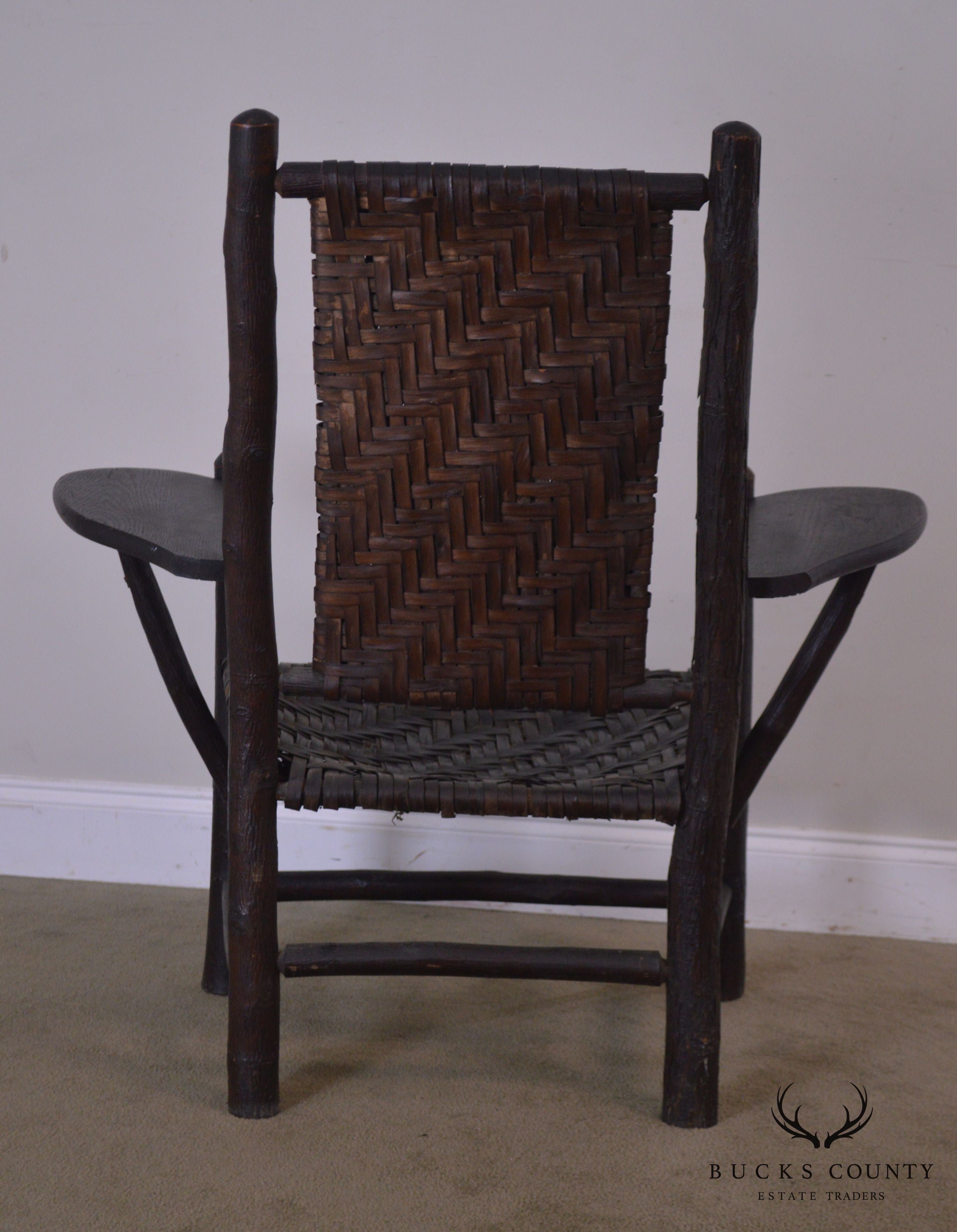 Old Hickory Antique Rustic Drop Side Student Armchair