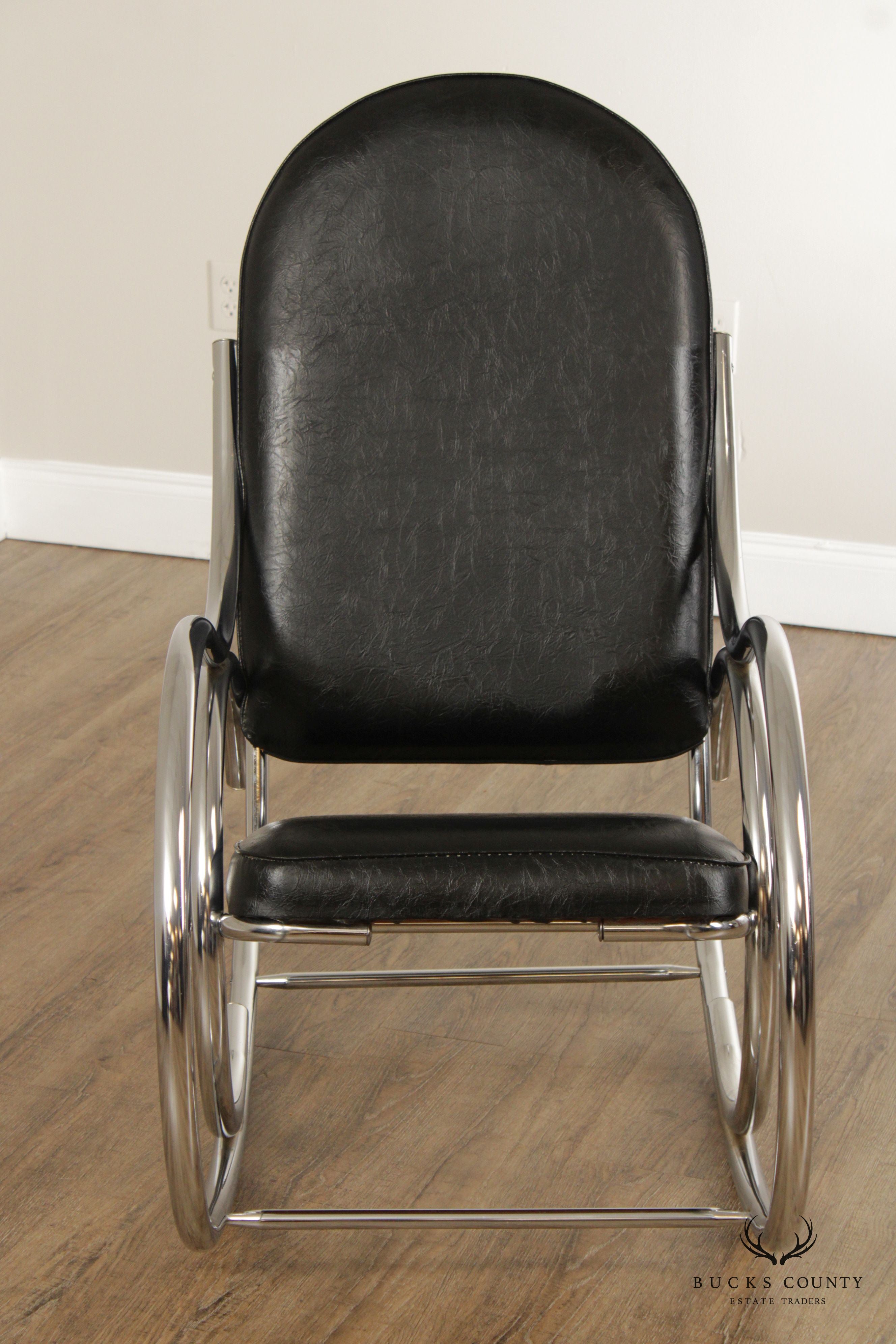 Milo Baughman Mid Century Modern Chrome Frame Rocker