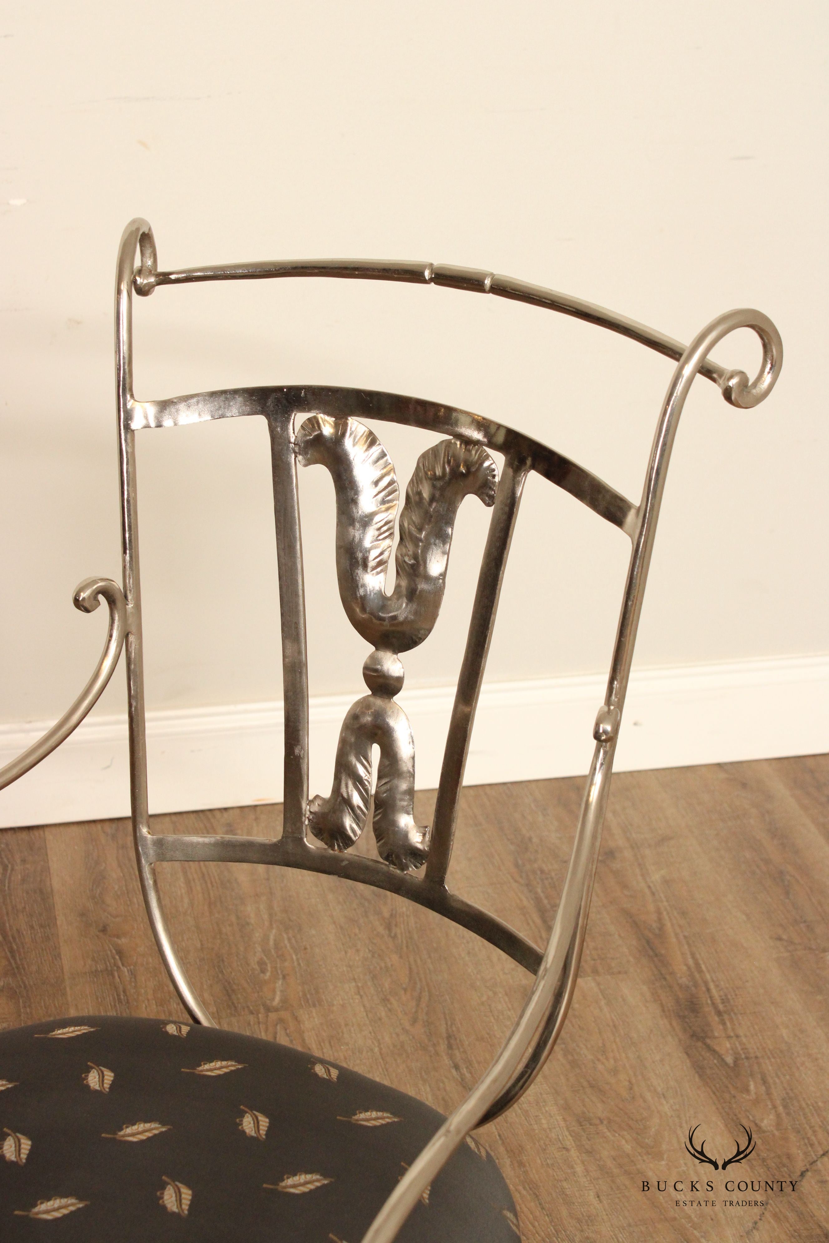 Contemporary French Style Polished Steel 5-Piece Dining Set