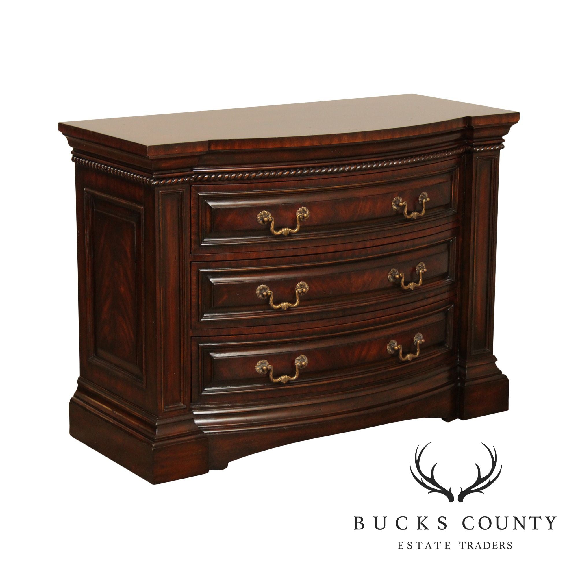 Maitland Smith Regency Style Mahogany Bowfront Chest of Drawers