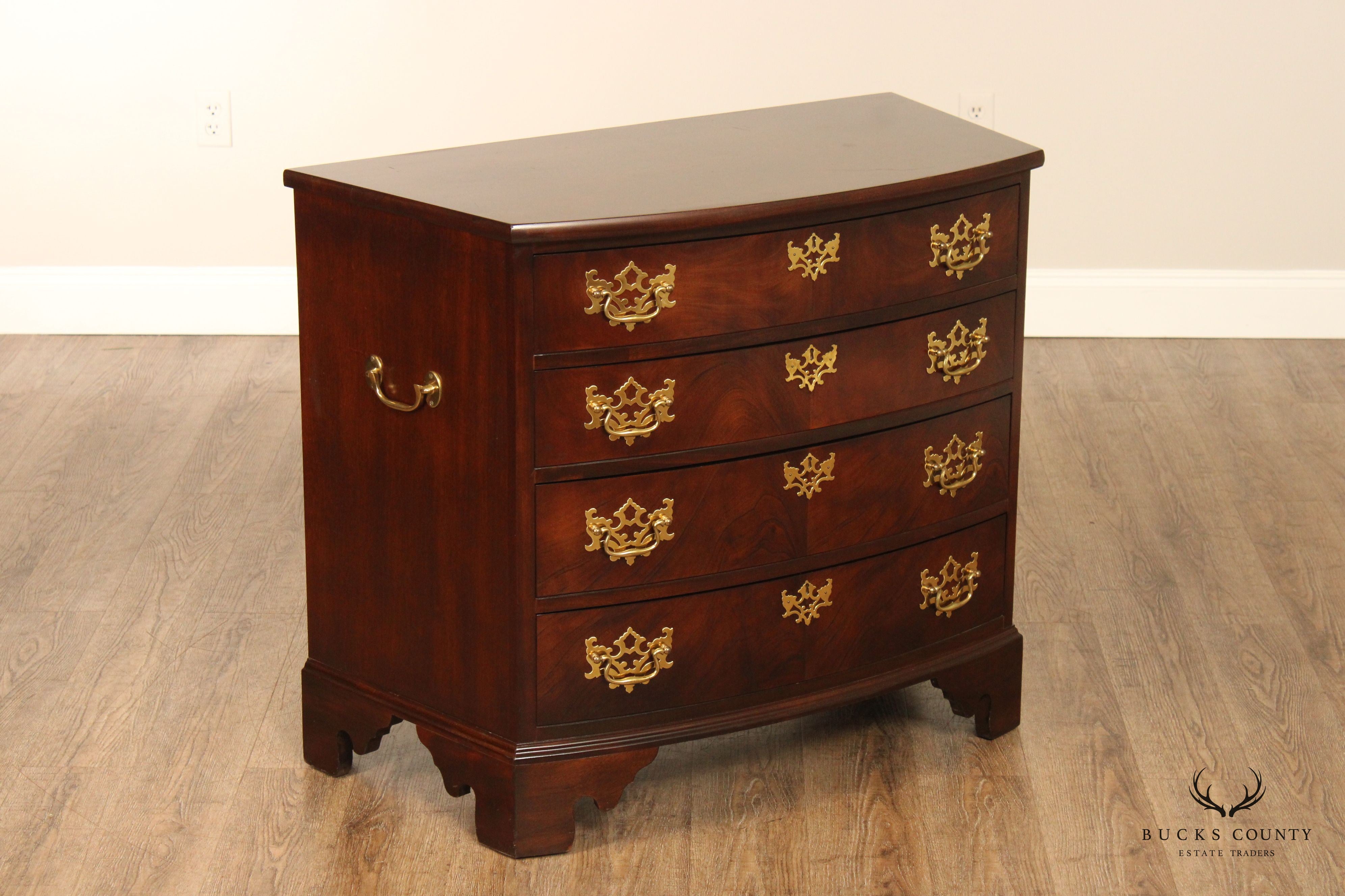 Madison Square Chippendale Style Mahogany Bowfront Bachelor's Chest