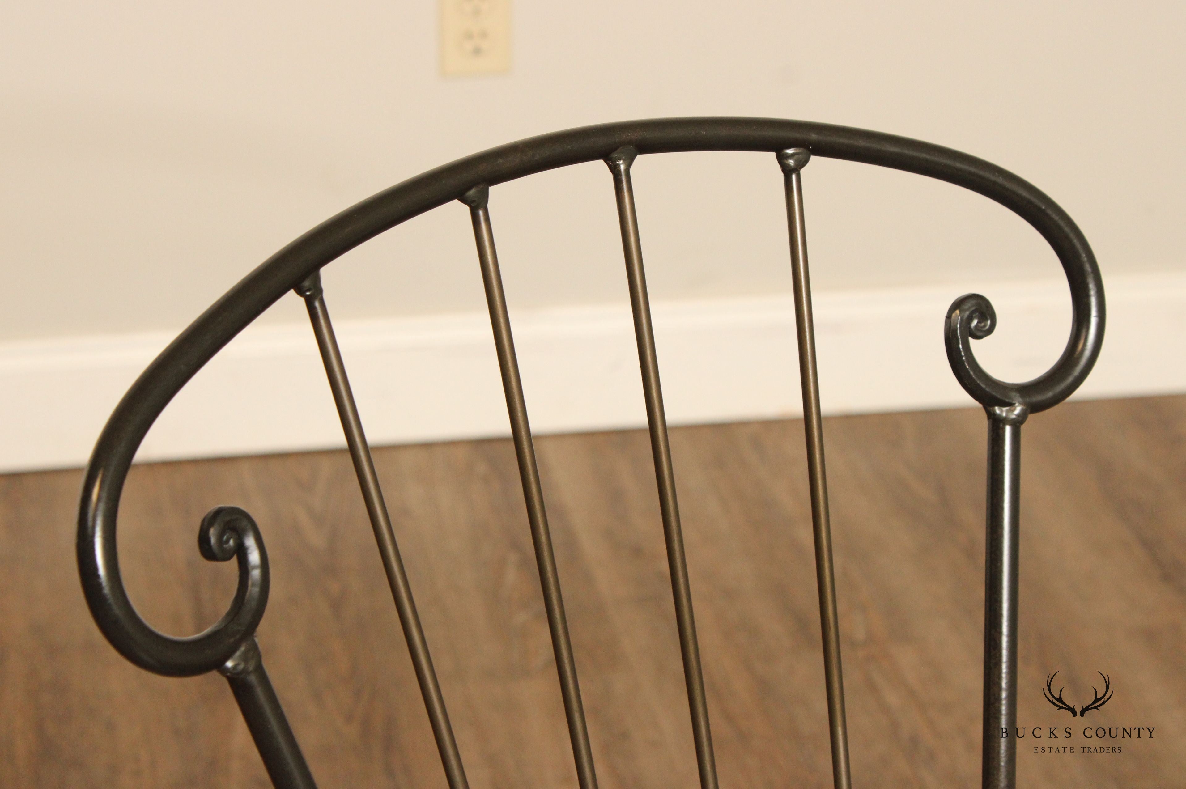 Vintage Pair Wrought Iron Bar Stools