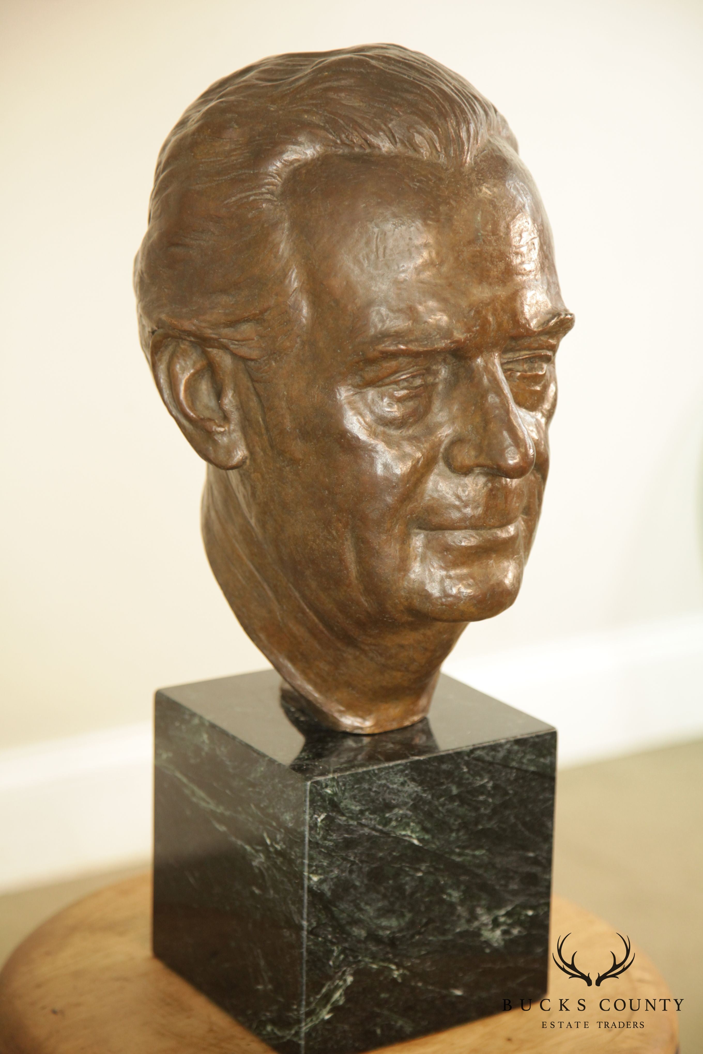 Lawrence Ludtke 1980s Bronze Male Bust Portrait